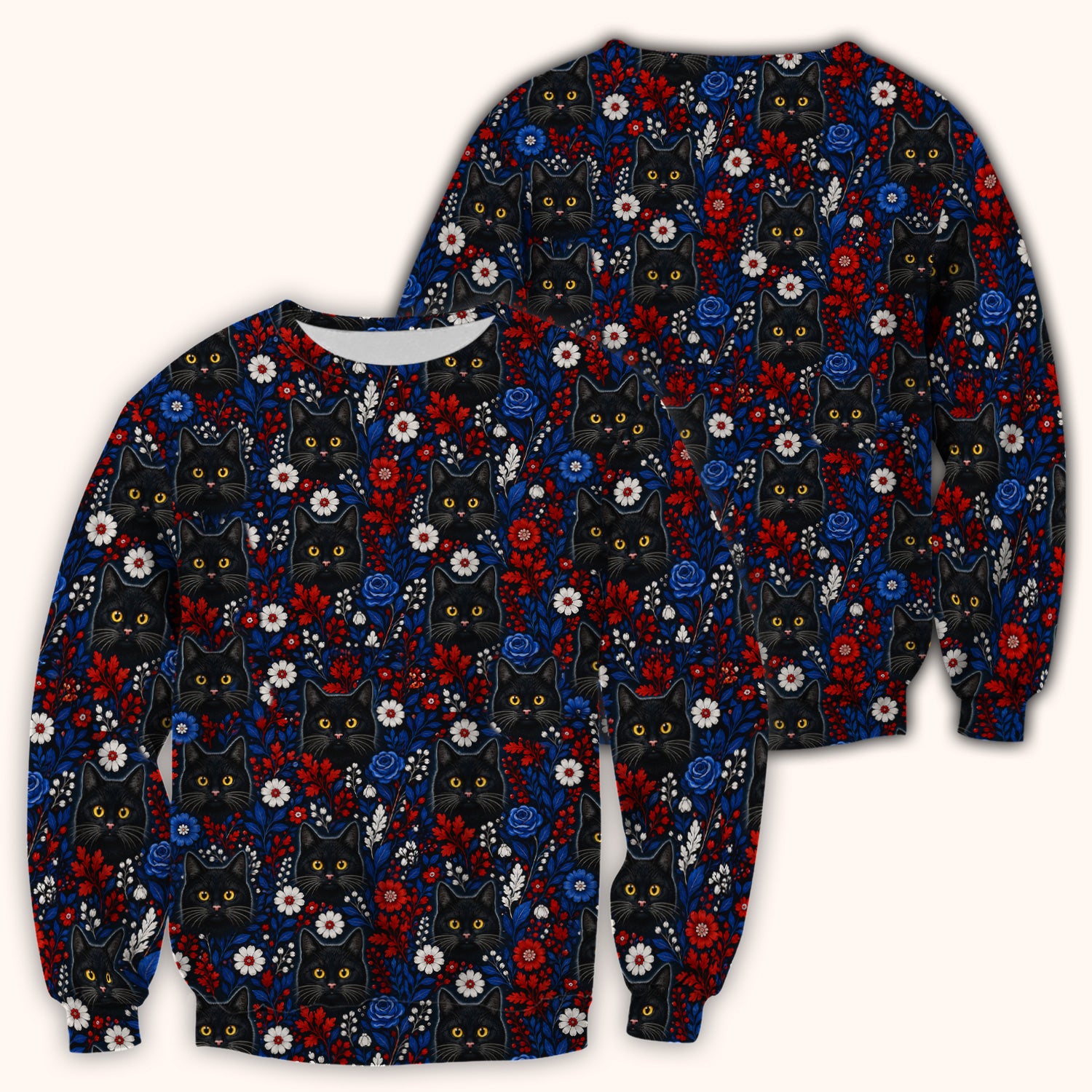 Black Cat Floral Nurse Scrub Top for RN, CNA, Veterinary Staff, Cat Lover Uniform