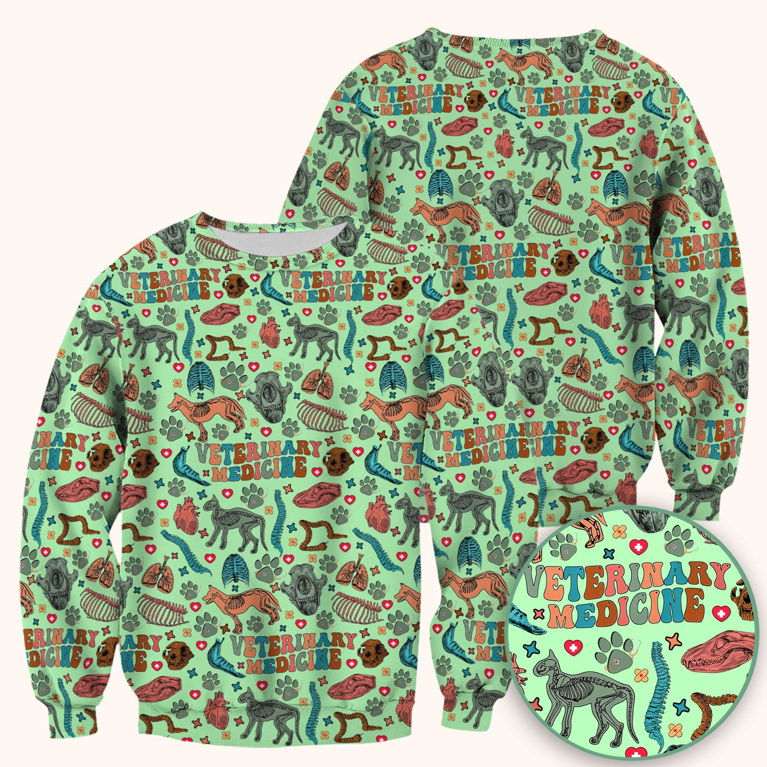 Vet Tech Scrub Top - Veterinary Medicine Pattern - Animal Medical Uniform for Women Nurse Gift