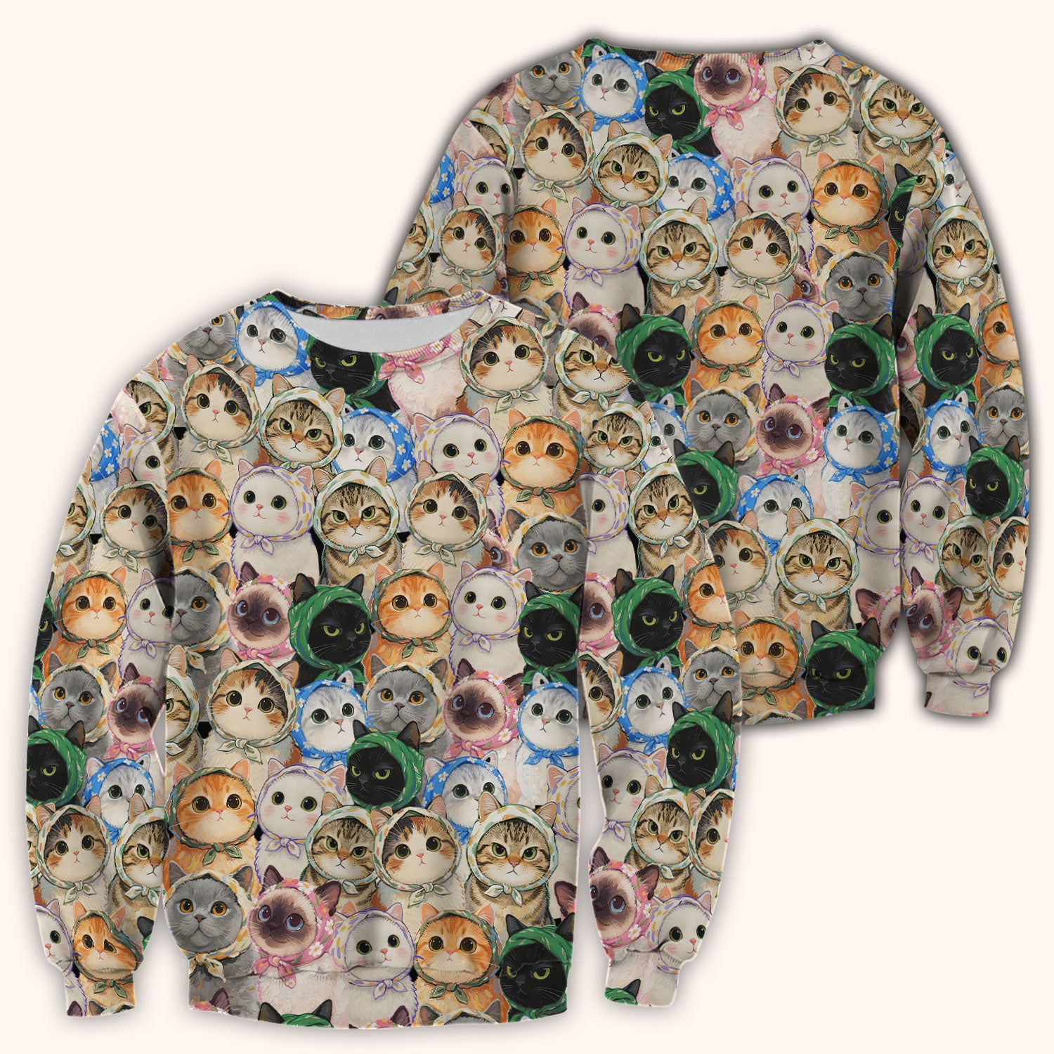 Adorable Multi Cat Portrait Pattern Scrub Top, Comfortable Scrubs for Nurses