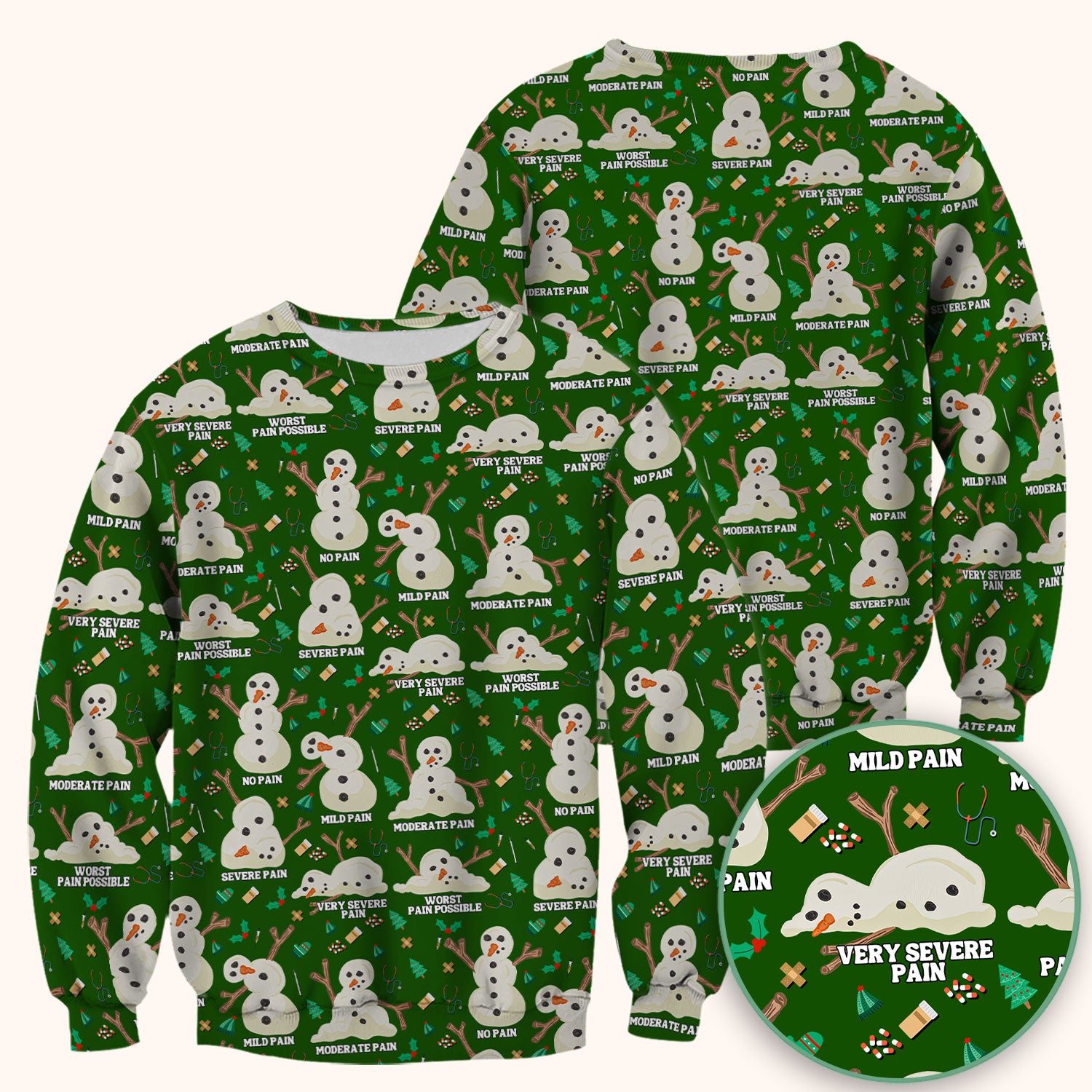 Funny Snowman Pain Scale Scrub Top for Nurse - Christmas Medical Shirt for Women RN LPN CNA - Cute Winter Nursing Uniform