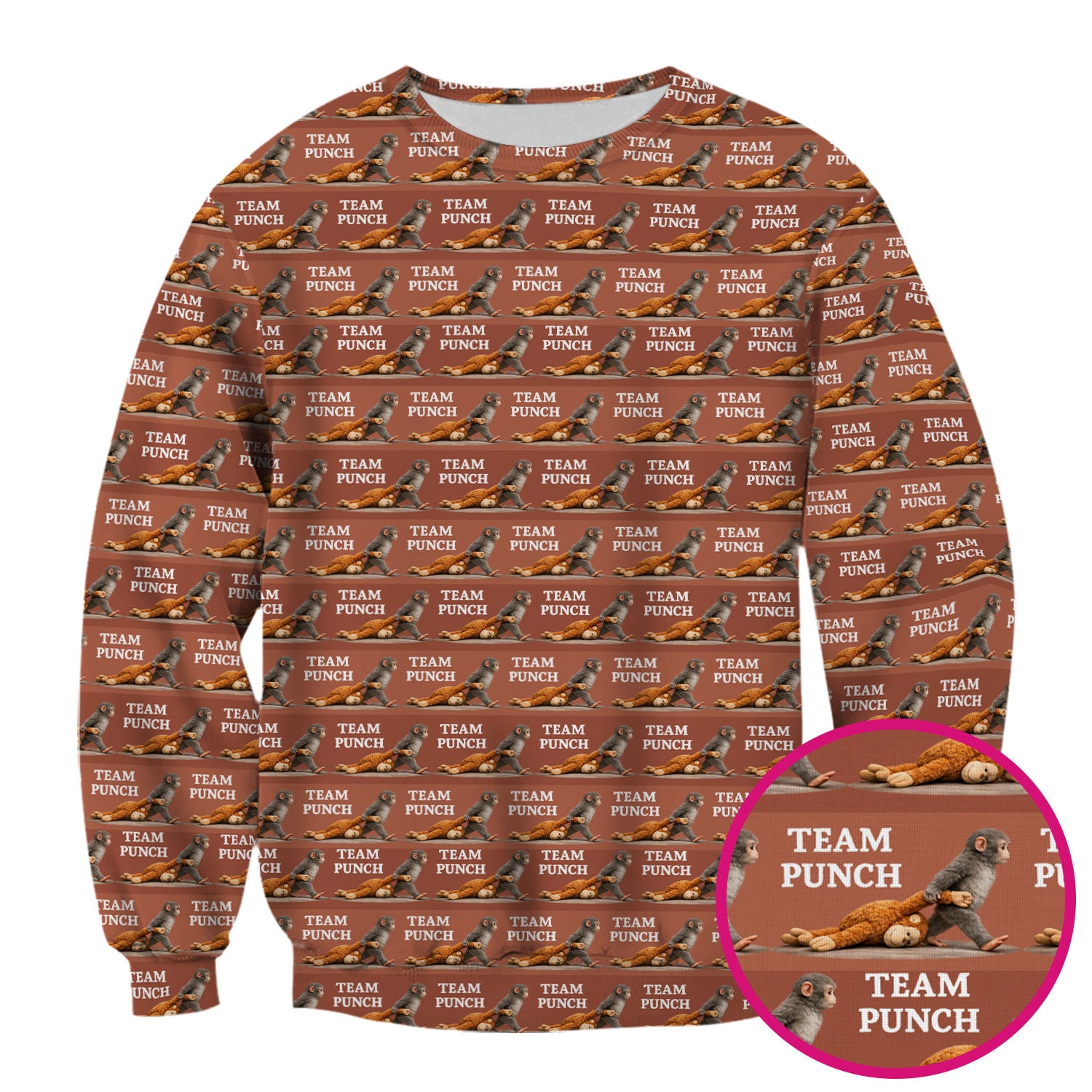 Team Punch Playful Monkey Graphic Pattern Scrubs Top, Comfortable Scrubs for Nurses
