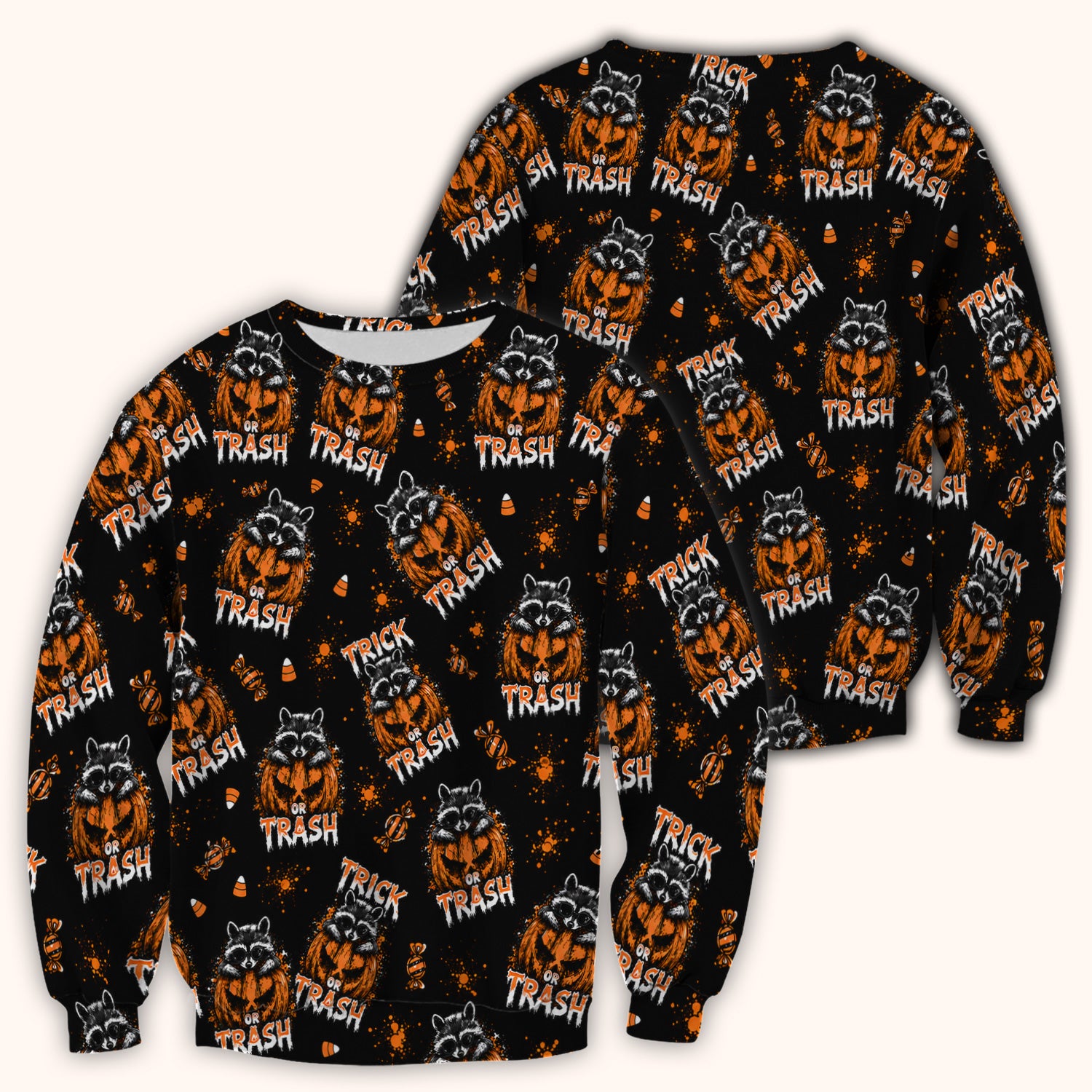 Funny Halloween Trick Or Trash Raccoon Scrub Top, Comfortable Scrubs for Nurses