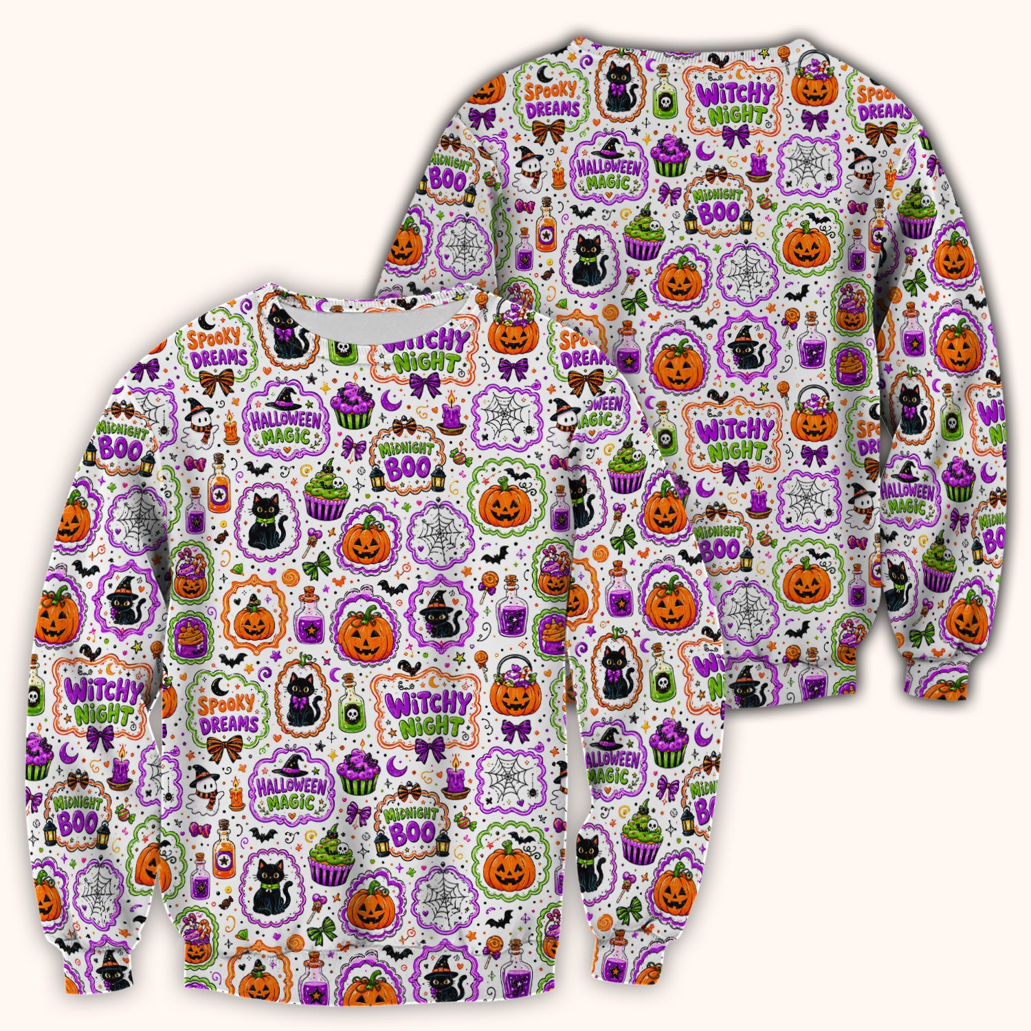 Witchy Halloween Magic And Pumpkins Scrub Top, Comfortable Scrubs for Nurses