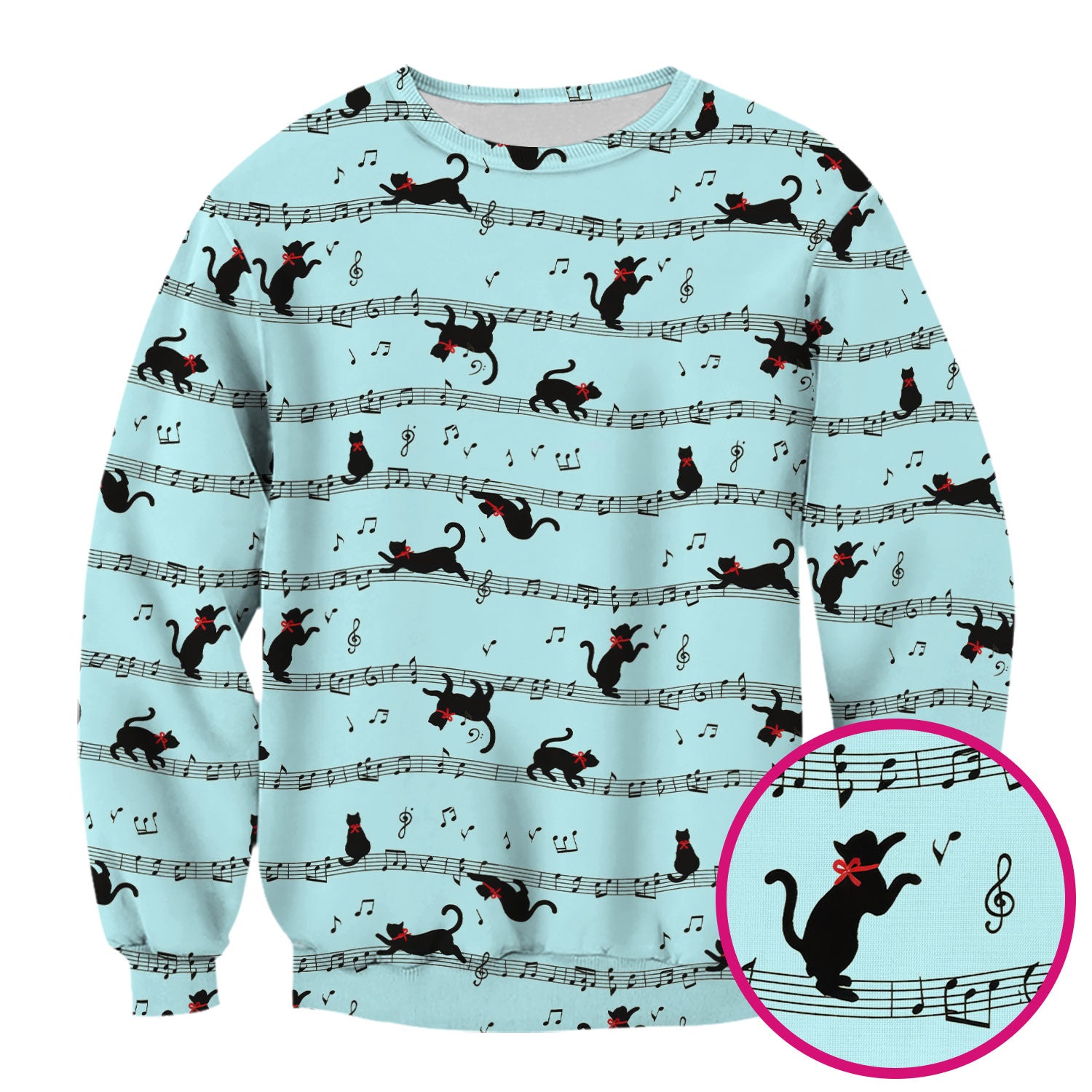 Cute Dancing Black Cat Music Staff Pattern Scrub Top, Comfortable Scrubs for Nurses