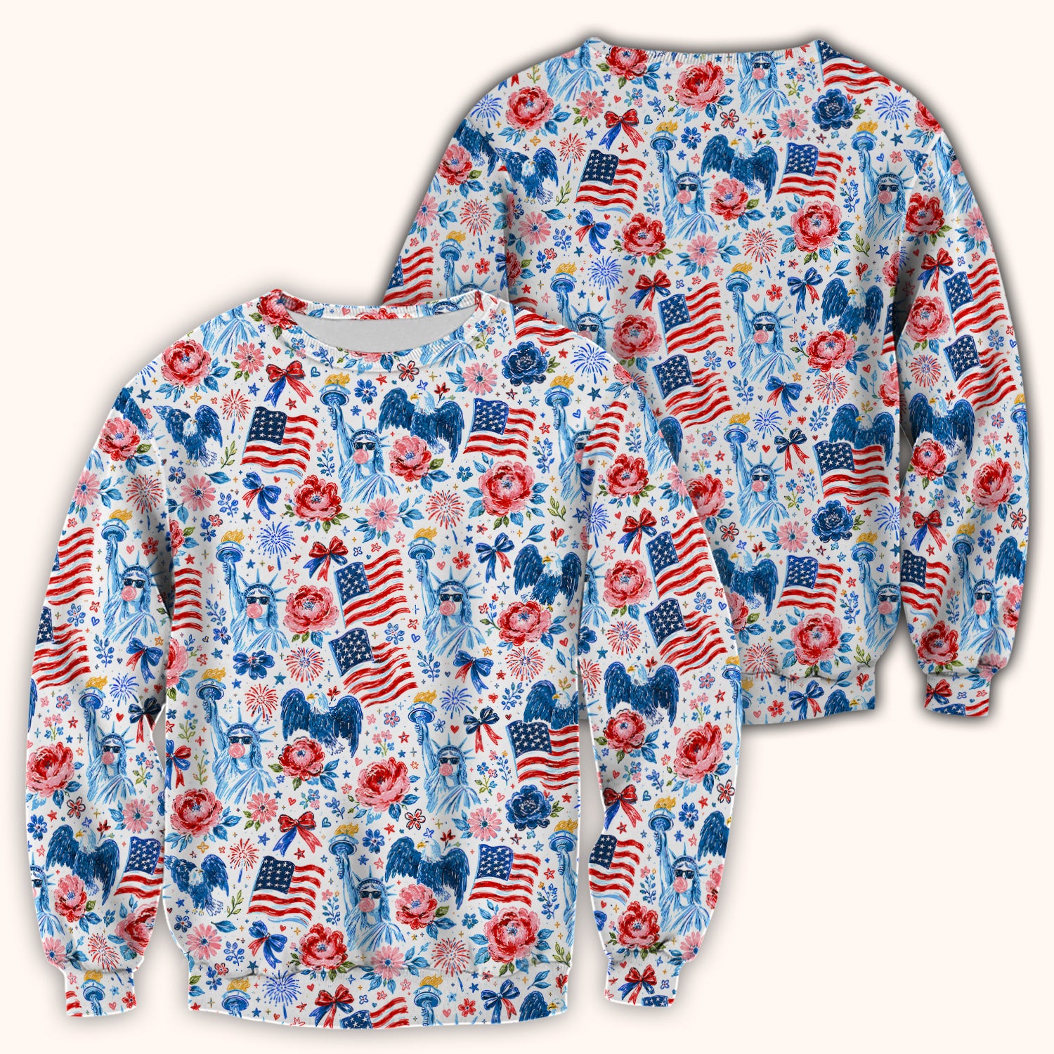 Patriotic Liberty Nurse Pattern Scrub Top, Comfortable Scrubs for Nurses