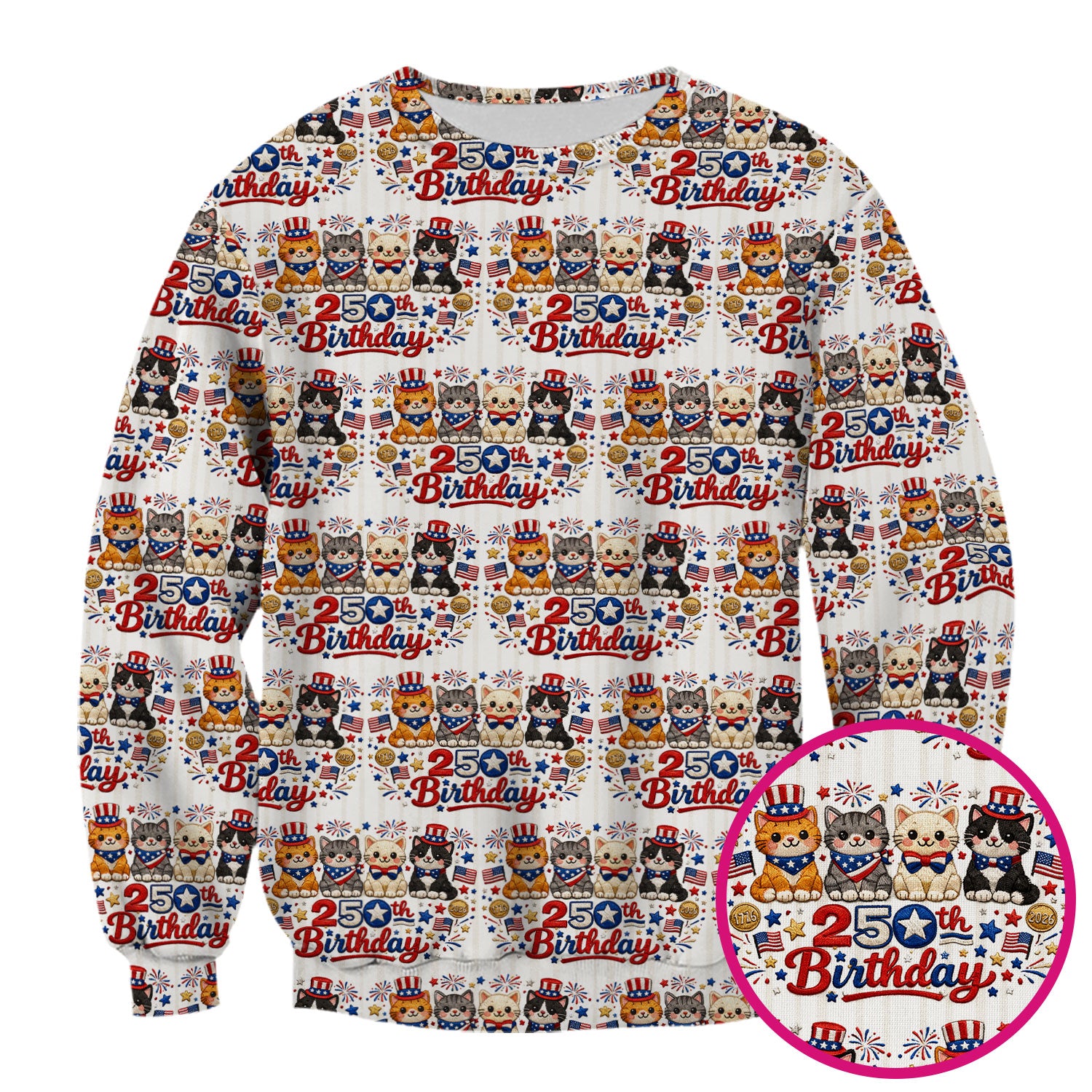 America 250th Anniversary Cat Pattern Scrub Top, Comfortable Scrubs for Nurses