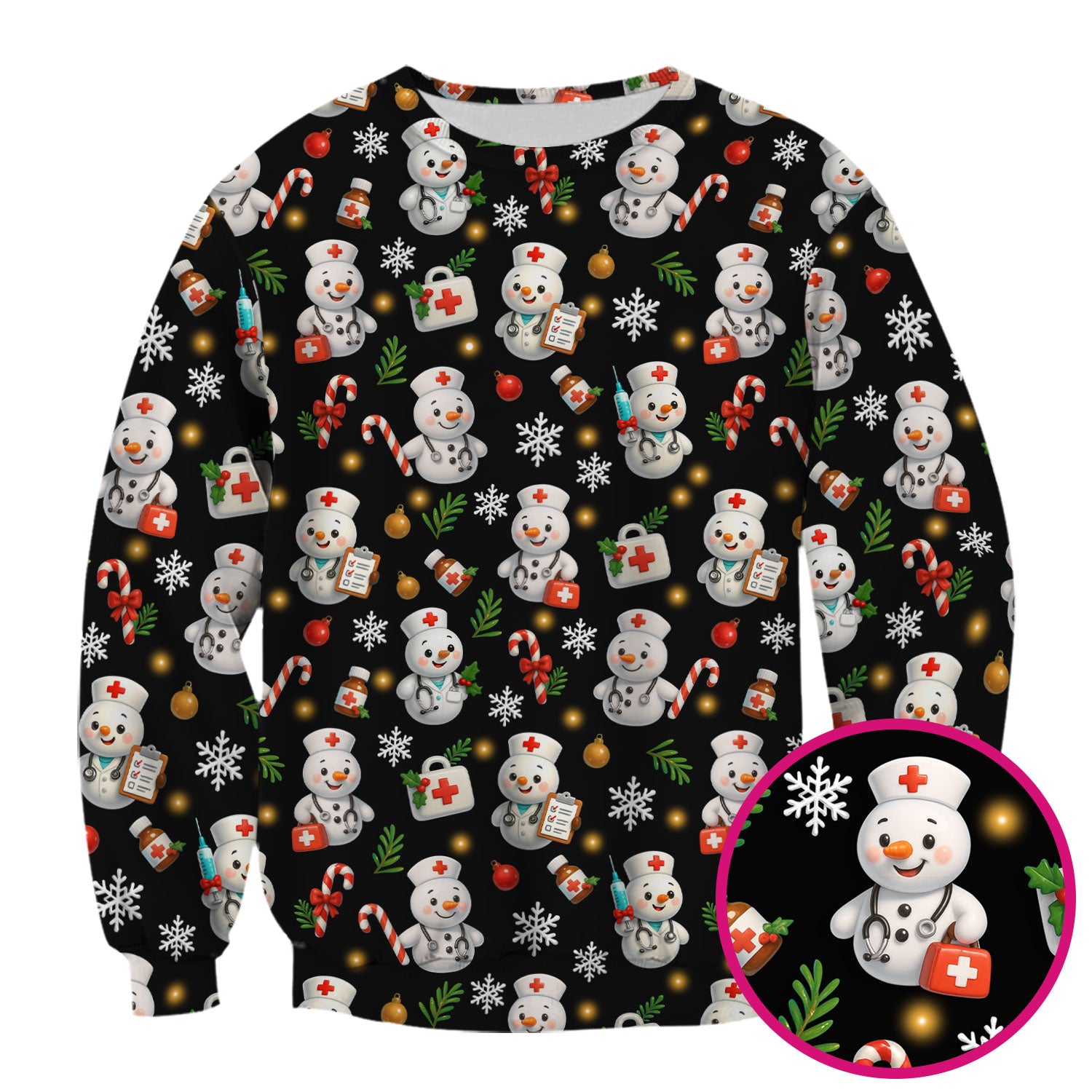 Holiday Nurse Scrub Top Christmas Design - Adorable Snowman Nursing Shirt - Cute Medical Gift for RN LPN CNA Doctors