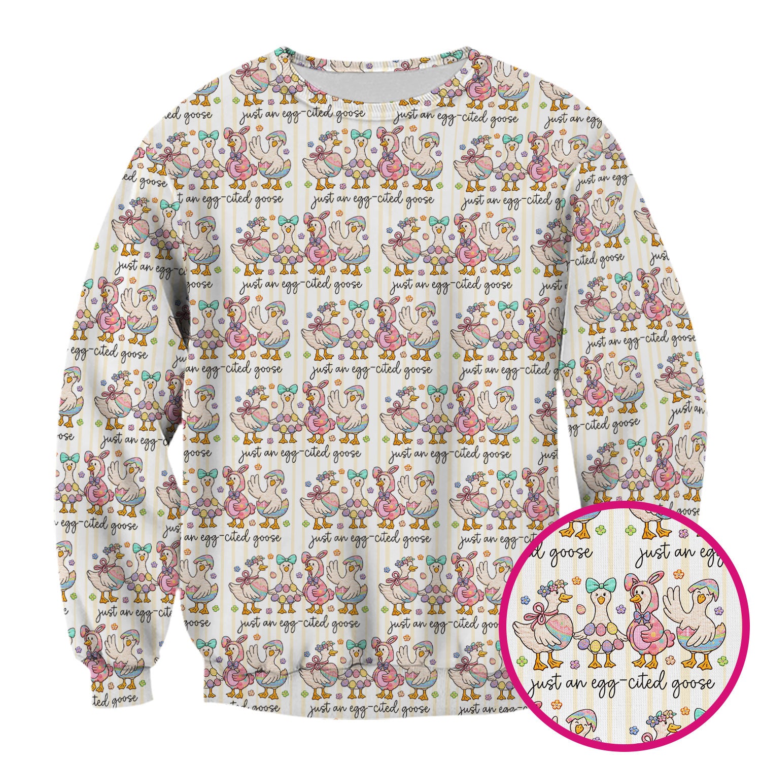 Cute Easter Goose Egg Pattern Scrubs Top, Breathable Fabrics Nursing Uniform
