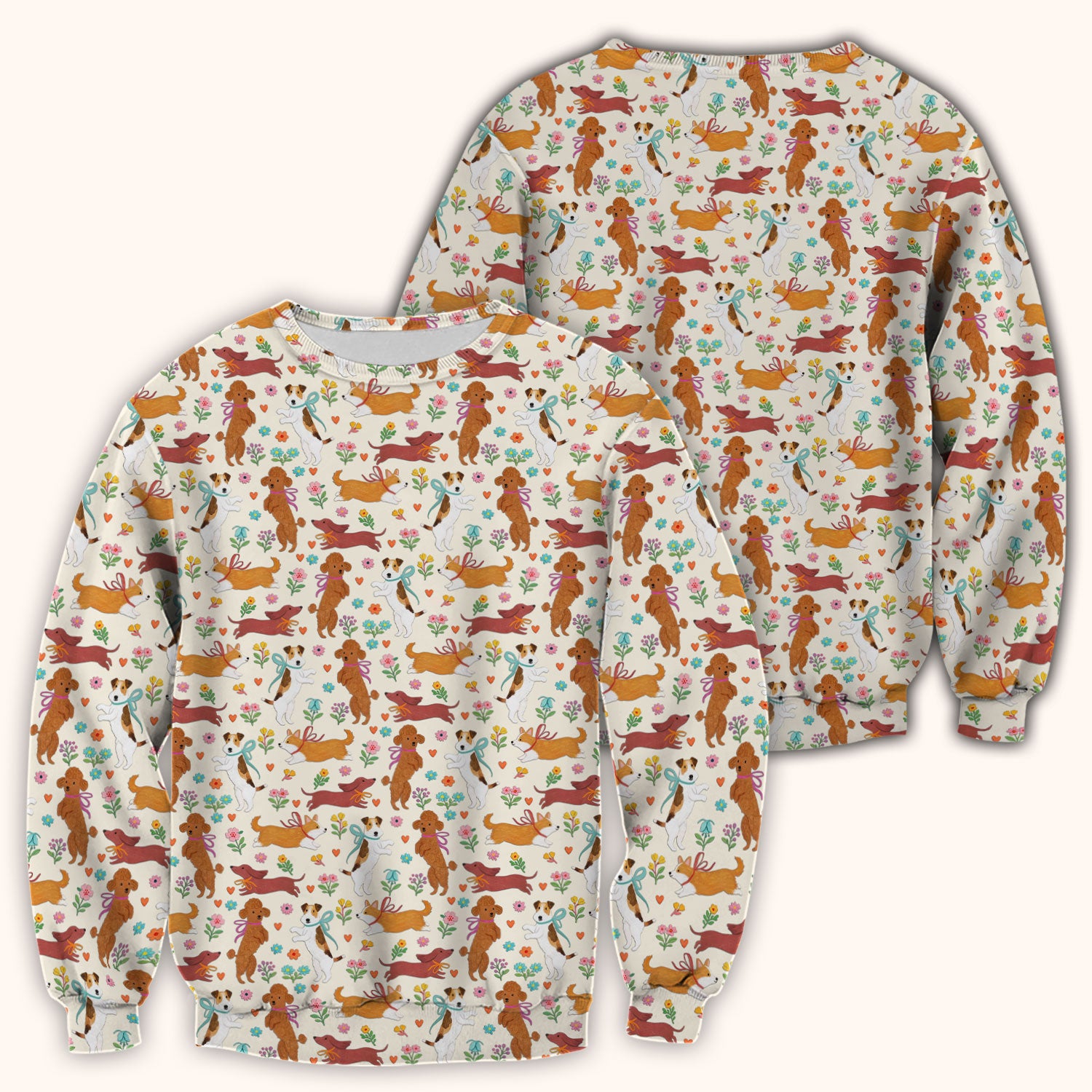Cute Cartoon Dog Print Nurse Scrub Top, Comfortable Scrubs for Nurses