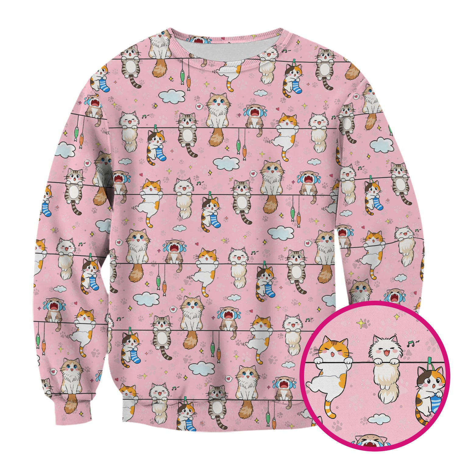 Funny Cats With Cute Expressions Pattern Scrubs Top, Comfortable Scrubs for Nurses