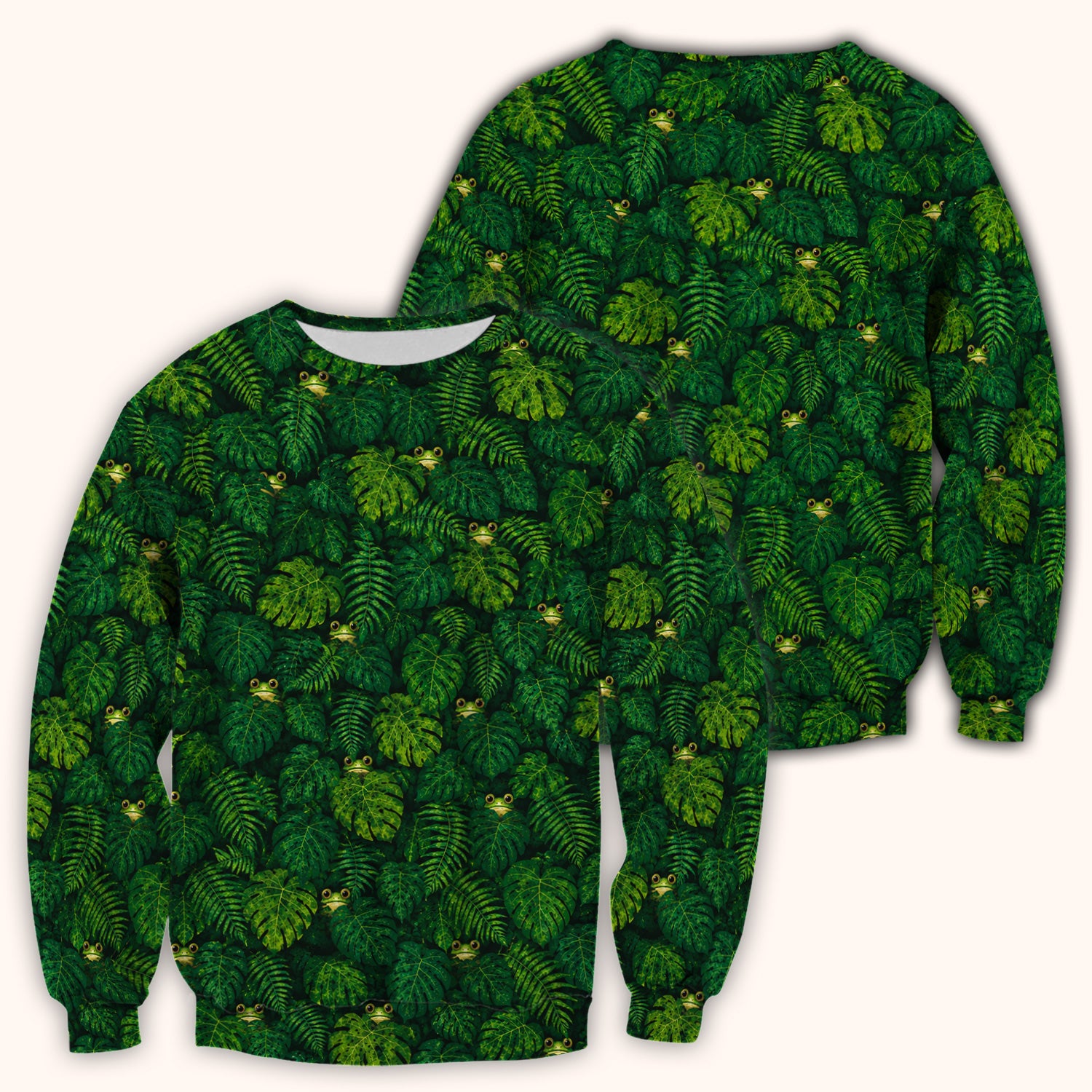 Cute Hidden Frog Jungle Pattern Scrub Top, Comfortable Scrubs for Nurses