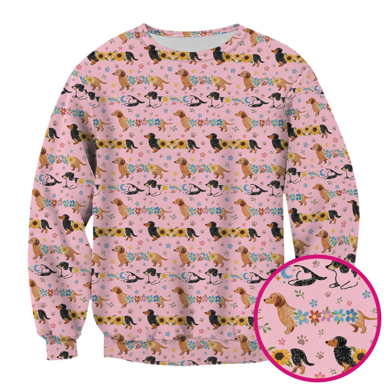 Floral Wiener Dog Pattern Scrub Top, Medical Scrubs for Nurses