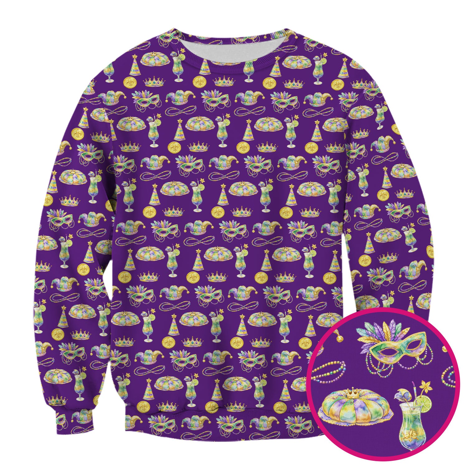 Mardi Gras Mask Scrub Top, Elegant Carnival Pattern Nurse Shirt For Women, Breathable Fabrics Nursing Uniform