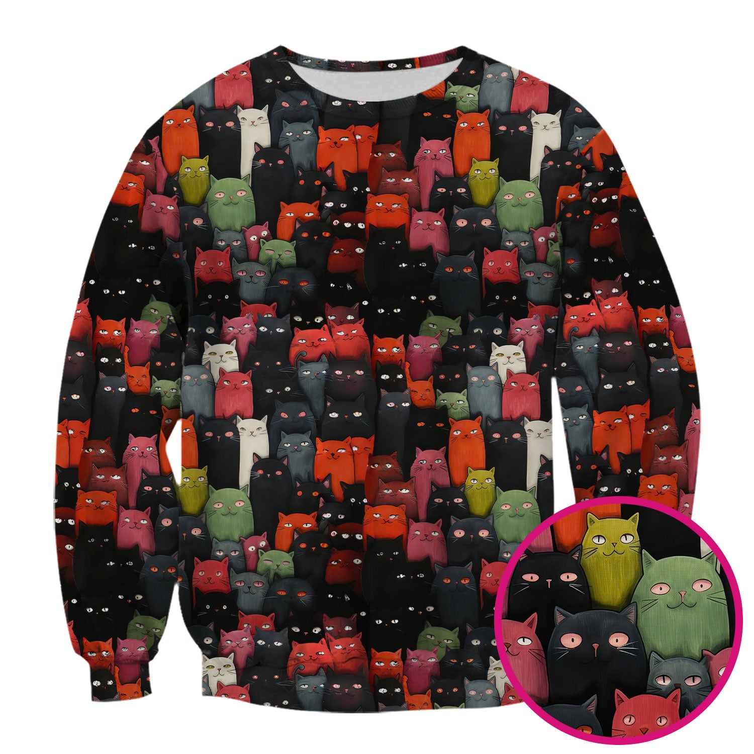 Cat Pattern Nurse Scrub Top, Artistic Cat Nurses Shirt For Women, Breathable Fabrics Nursing Uniform