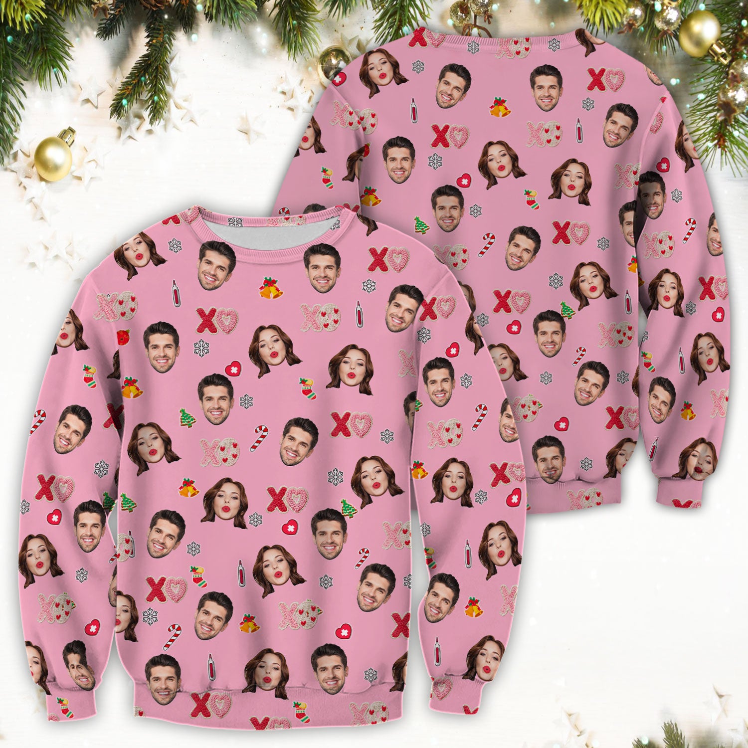 Personalized Photo Scrub Top, Custom Face XOXO Scrub Shirt, Breathable Fabrics Nursing Uniform