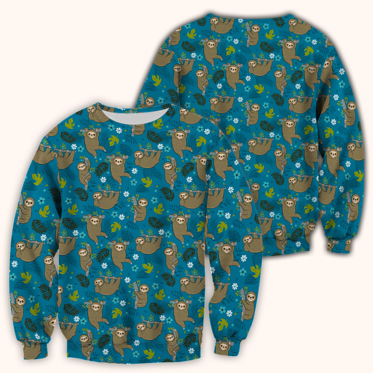 Jungle Tropical Sloth Pattern Scrub Top, Comfortable Scrubs for Nurses