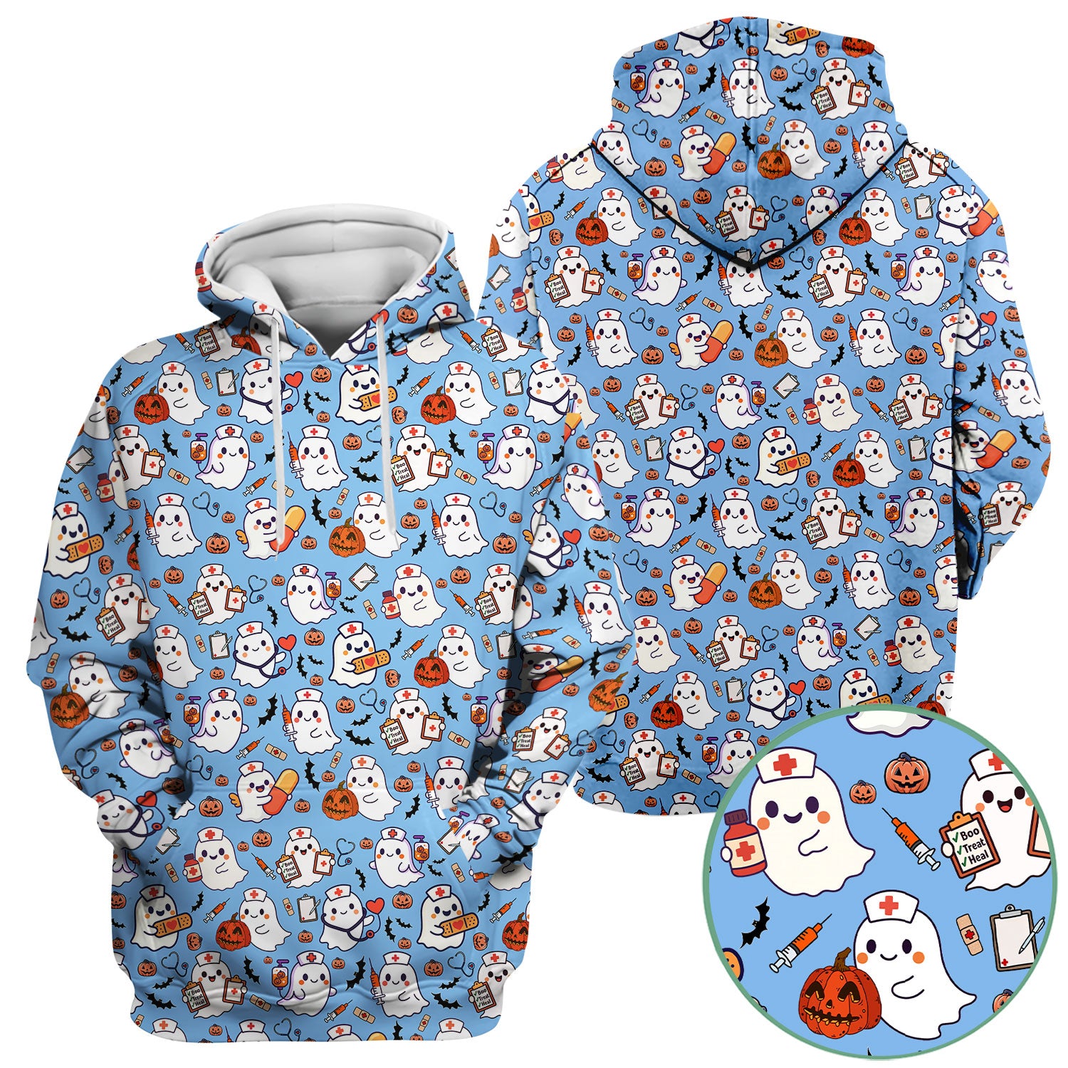 Boo Halloween Scrub Top - Pumpkin Shirt Womens - Comfortable Scrubs for Nurses - Breathable Fabrics Nursing Uniform