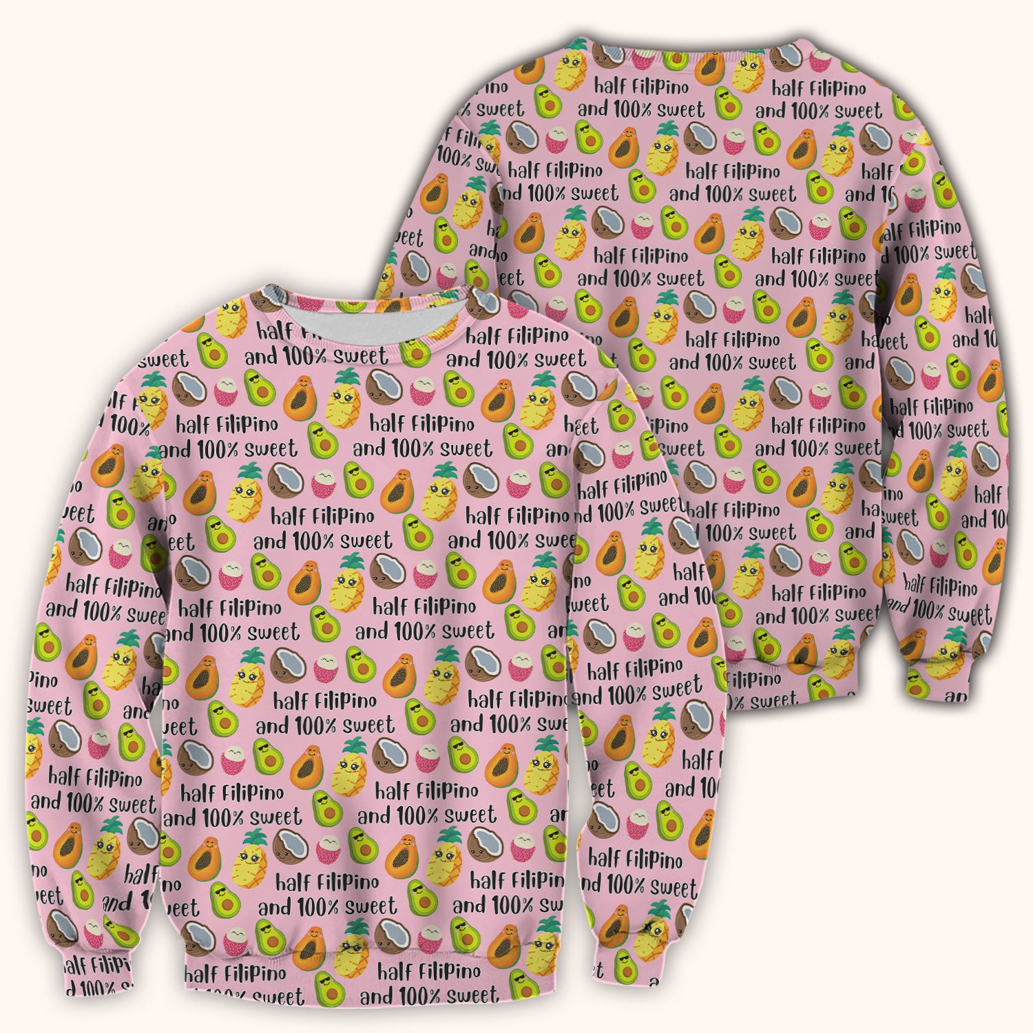 Playful Avocado Fruit Print Filipino Quote Scrub Top, Breathable Fabrics Nursing Uniform