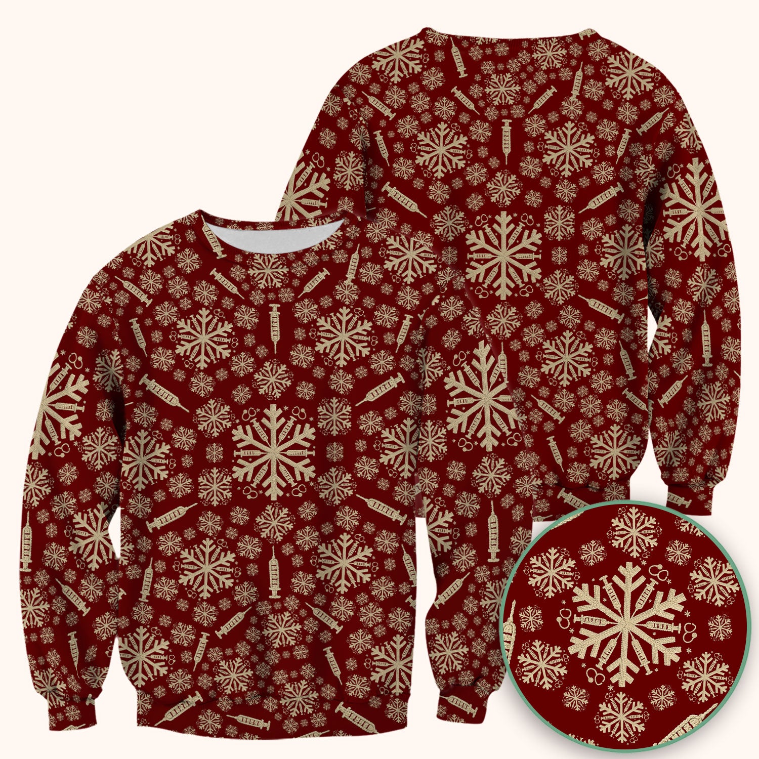 Snowflake Syringe Scrubs for Women - Festive Medical Top - Funny Christmas Scrub Shirt for Nurse - Holiday Gift
