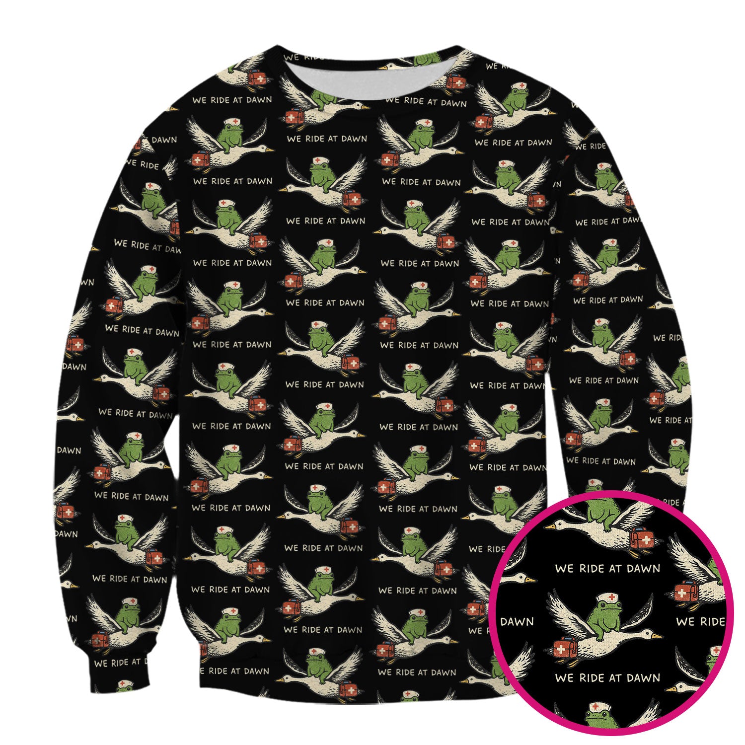 Funny Frog Riding Goose Nurse Pattern Scrub Top, Comfortable Scrubs for Nurses