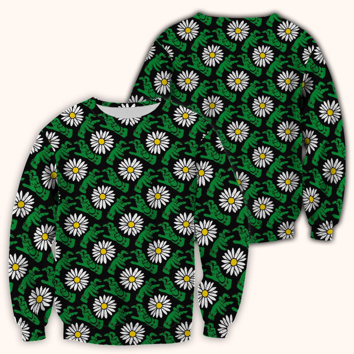 Halloween Monster And Daisies Scrub Top, Comfortable Scrubs for Nurses