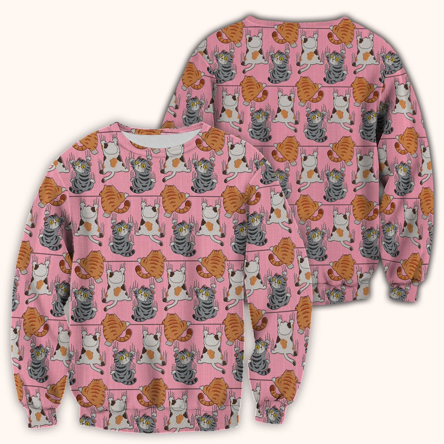 Cute Cat Pattern Nurse Scrub Top, Cats Medical Pattern Shirt, Breathable Fabrics Nursing Uniform