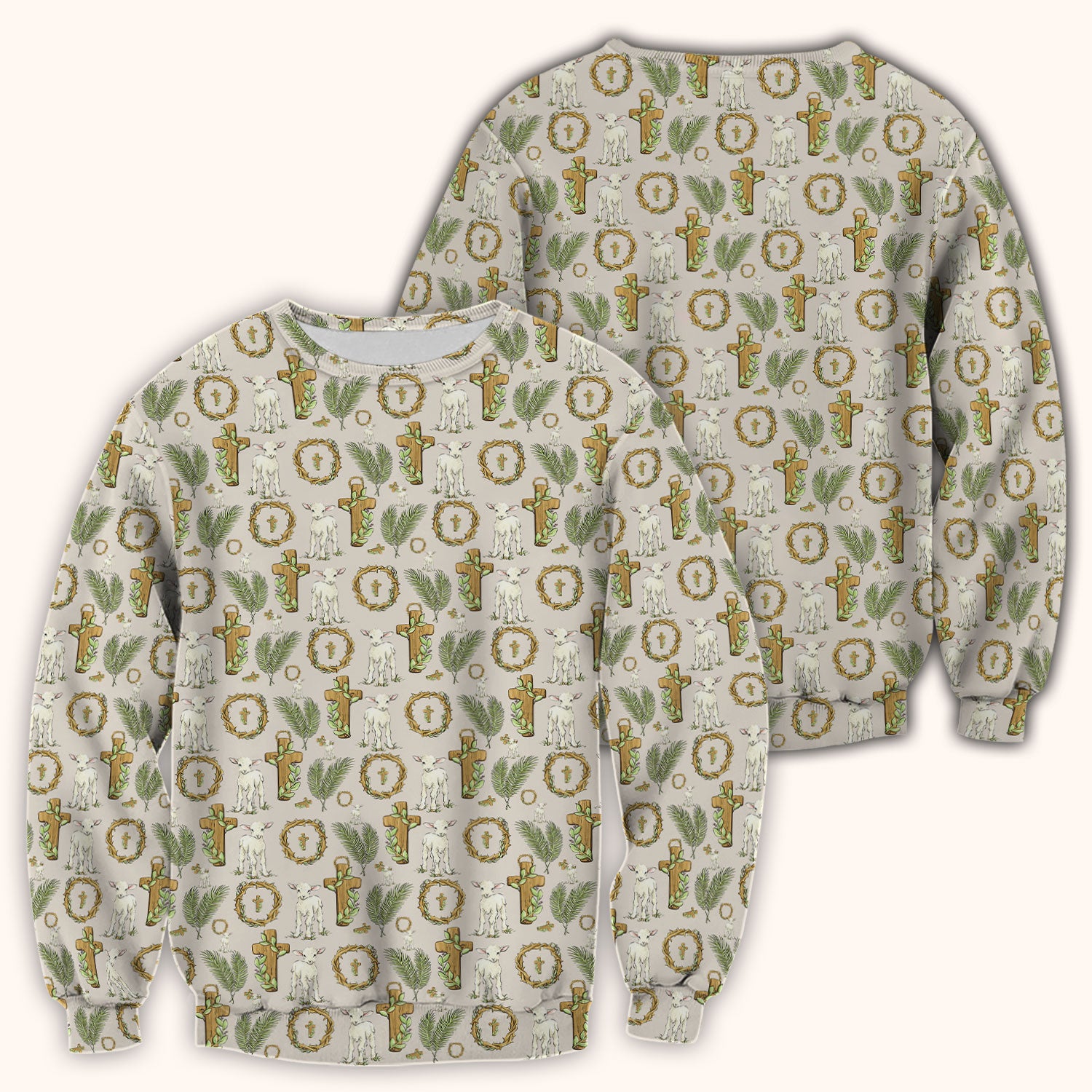 Faith Lamb Cross Pattern Scrub Top, Comfortable Scrubs for Nurses