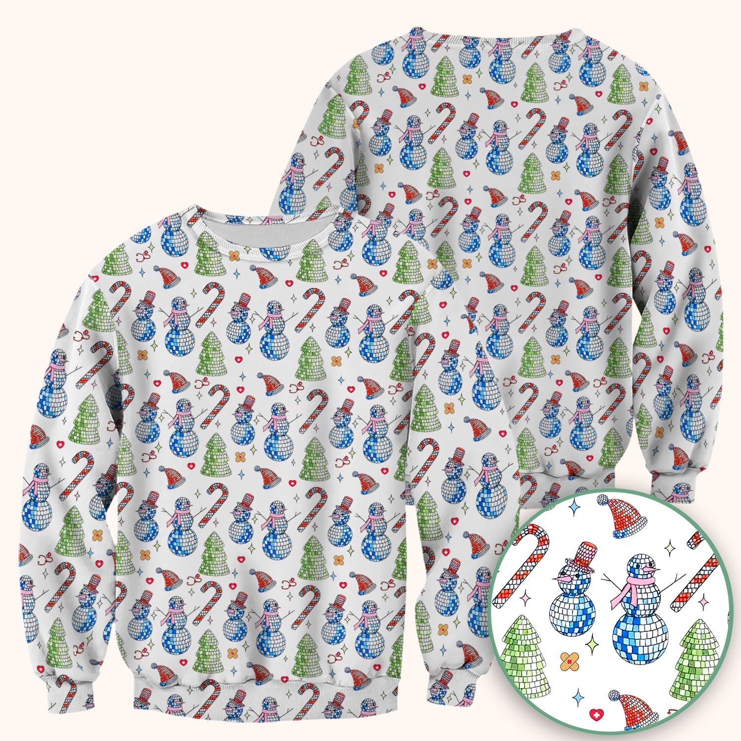 Funny Snowman Scrub Top for Women - Breathable Fabrics Med Uniform - Comfortable Scrubs for Nurses - Christmas Gift for LPN CNA RN