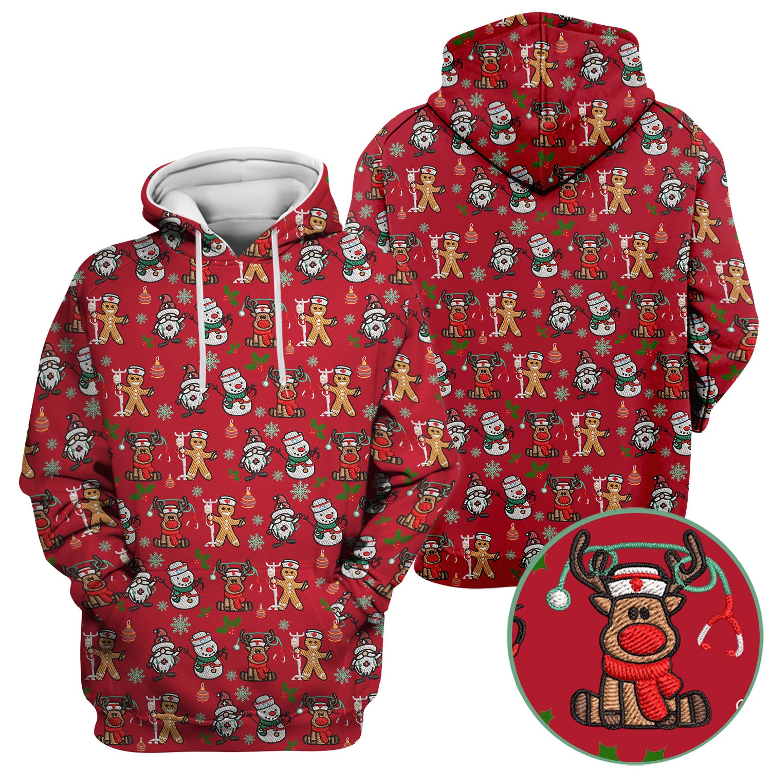 Reindeer Xmas Scrubs for Women - Gingerbread Cookies Shirts - Comfortable Scrubs for Nurses - Breathable Nursing Uniform