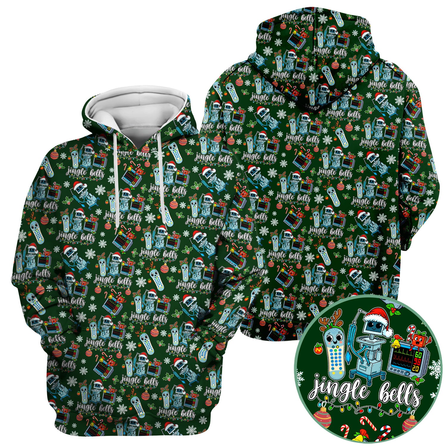 Funny Jingle Bells Holiday Scrub Top - Funny Christmas Scrubs for Nurses - Breathable Fabrics Nursing Uniform