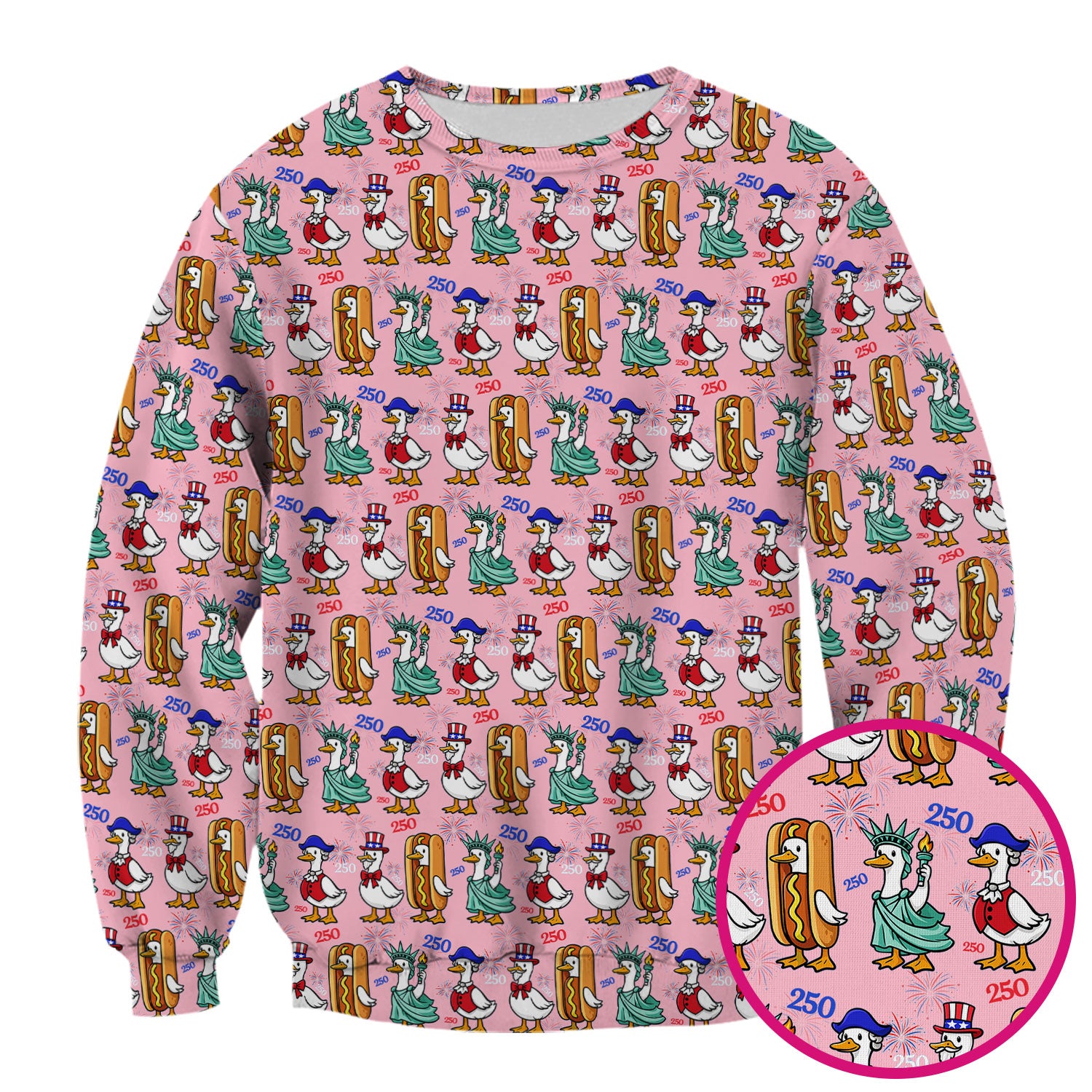 Patriotic Duck Independence Day Pattern Scrub Top, Breathable Healthcare Uniform Top