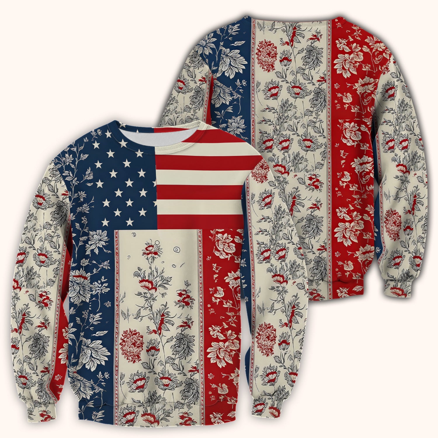 Patriotic Nurse Flag Patchwork Pattern Scrub Top, Comfortable Scrubs for Nurses