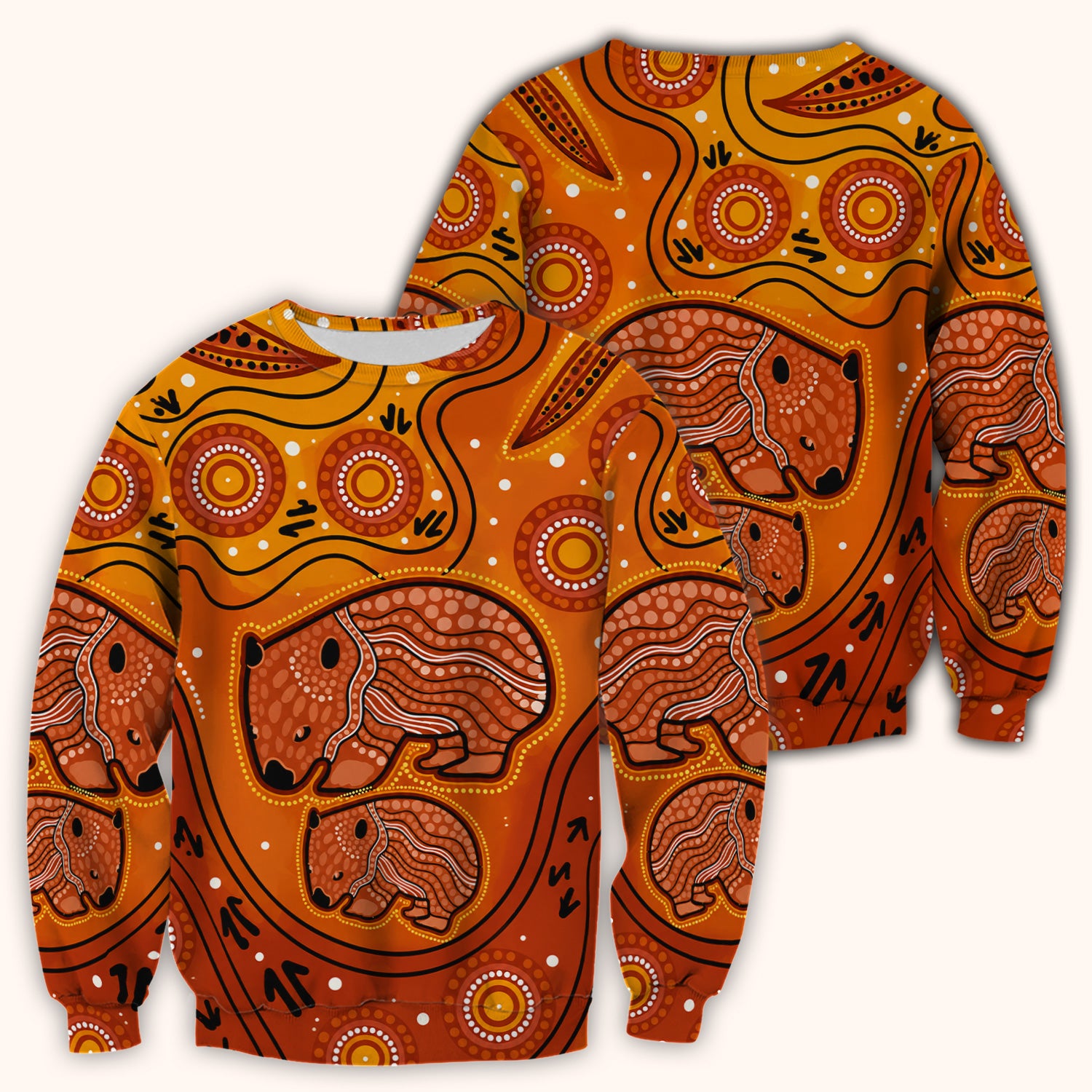 Australian Aboriginal Wombat Family Art Pattern Scrub Top, Comfortable Scrubs for Nurses