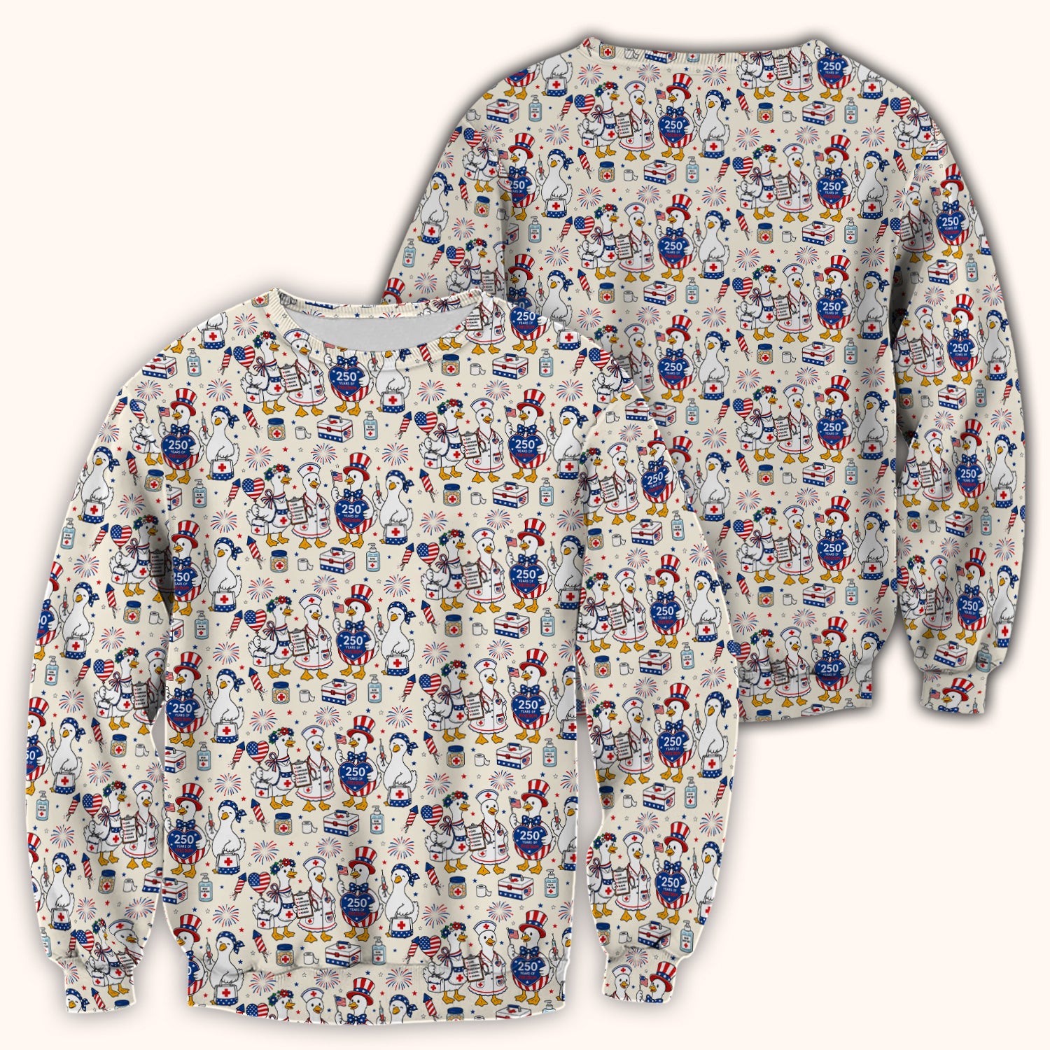 Funny Patriotic Goose Nurse for RN, CNA, Healthcare Workers Scrub Top, Comfortable Scrubs for Nurses