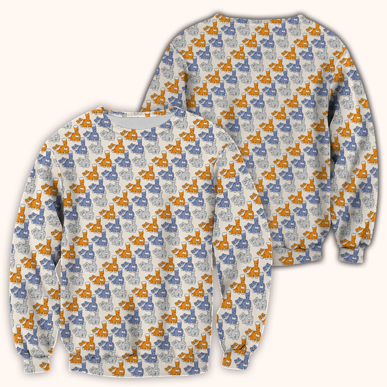Cute Cartoon Cat Pattern Scrub Top for Nurses, Comfortable Scrubs for Nurses