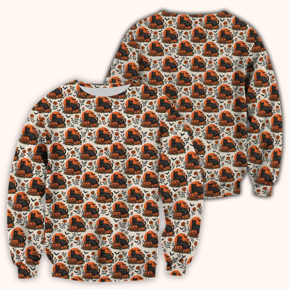 Halloween Black Cat Energy Pattern Scrub Top, Comfortable Scrubs for Nurses
