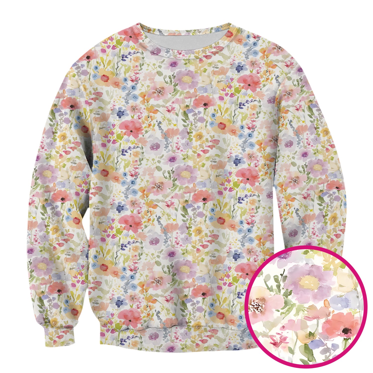 Pastel Watercolor Floral Nursing Scrub Shirt V-Neck Medical Work Top