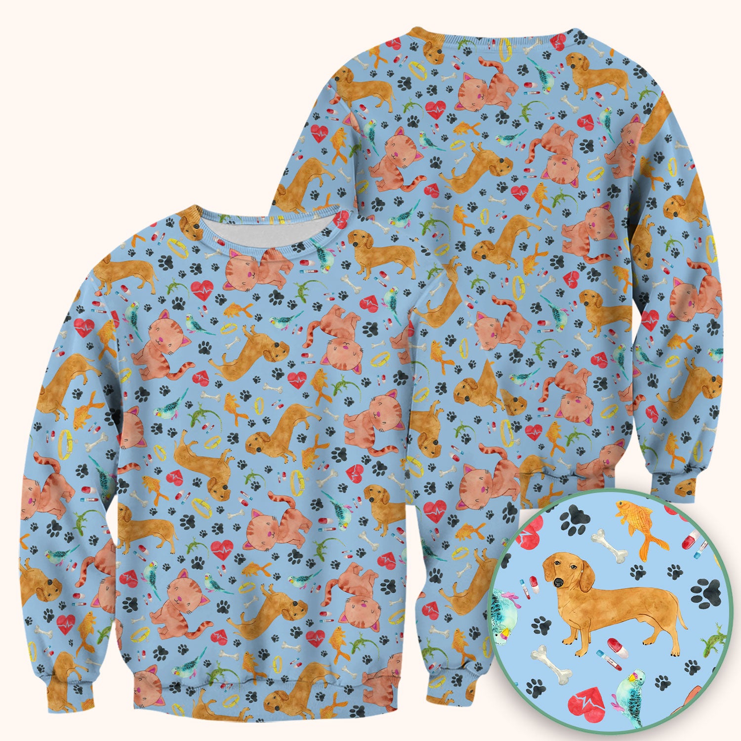 Cat Dog Veterinary Scrub Top - Cute Animal Paw Print Medical Shirt - Adorable Nurse Scrubs for Women RN CNA Vet Tech