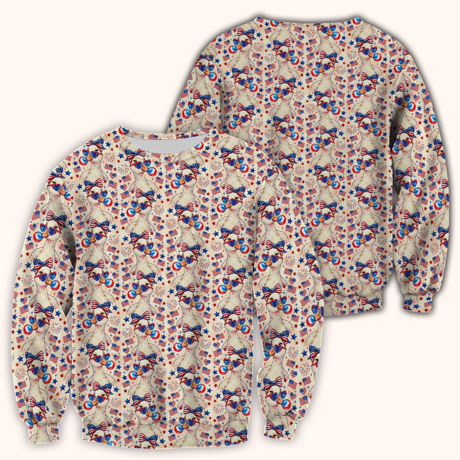 USA Flag 250th Patriotic Duck Sunglasses Pattern Scrub Top, Breathable Fabrics Nursing Uniform