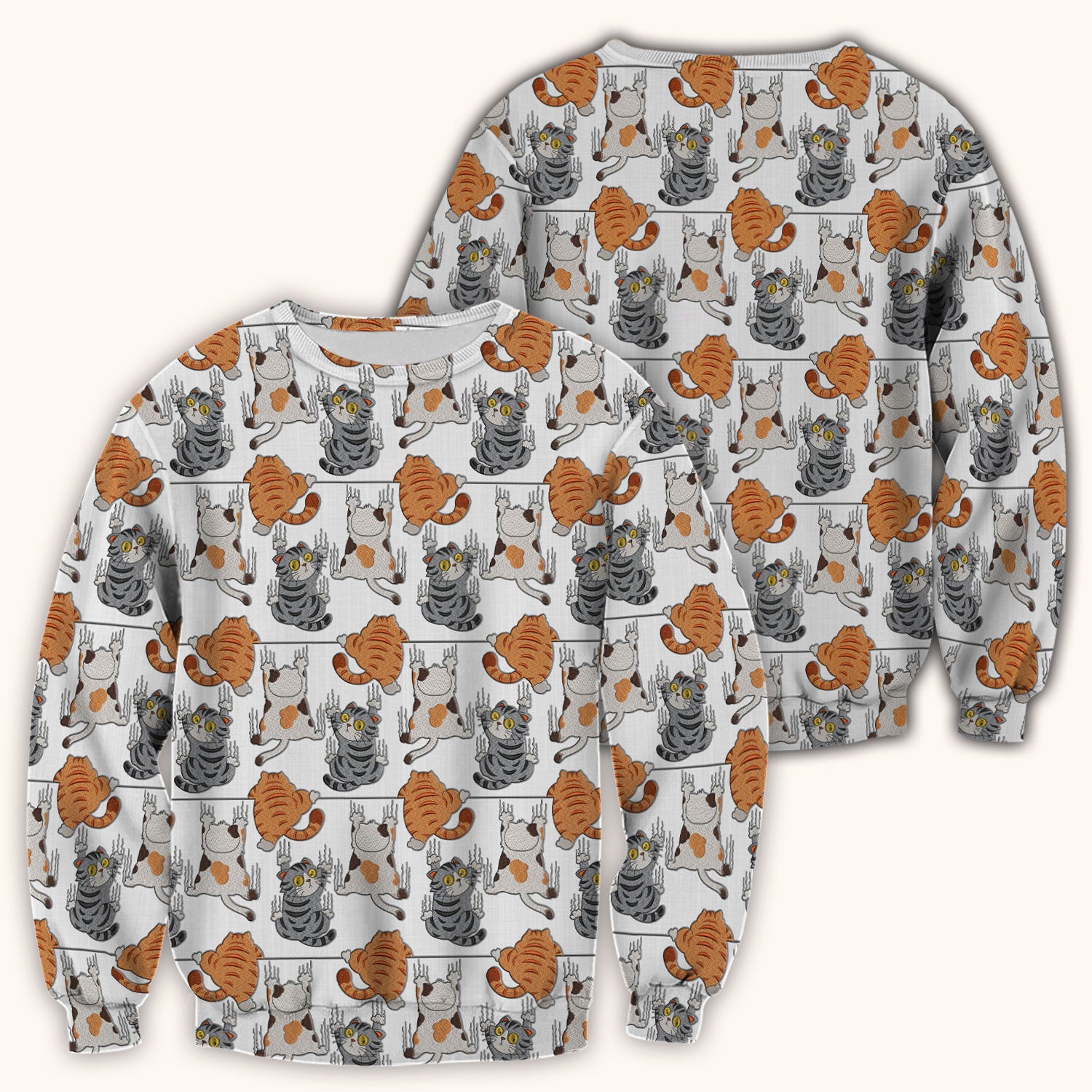 Cute Cat Pattern Nurse Scrub Top, Cats Medical Pattern Shirt, Breathable Fabrics Nursing Uniform