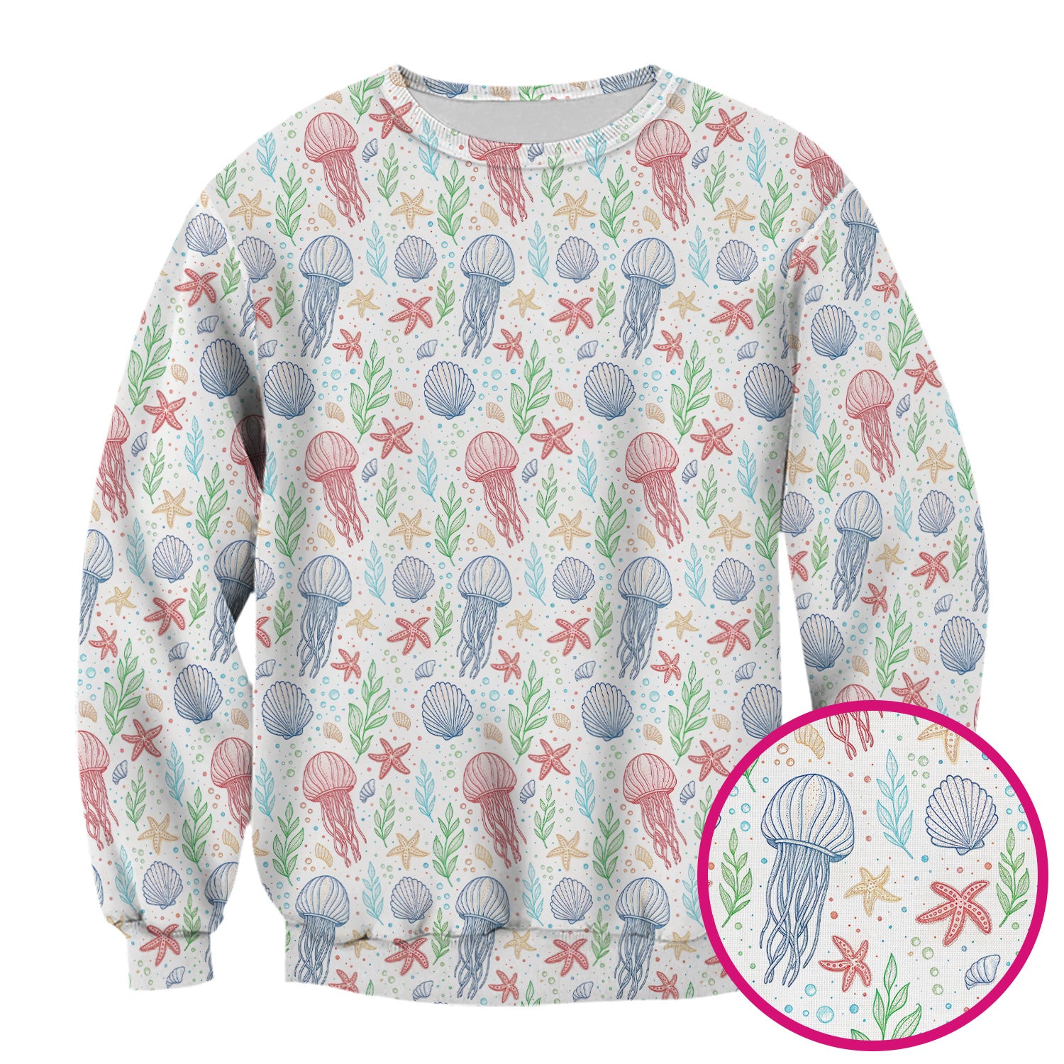 Cute Jellyfish Ocean World Pattern Scrub Top, Comfortable Scrubs for Nurses