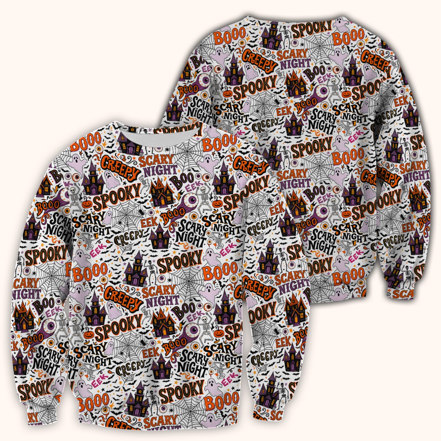 Spooky Halloween Haunted House Typography Scrub Top, Comfortable Scrubs for Nurses