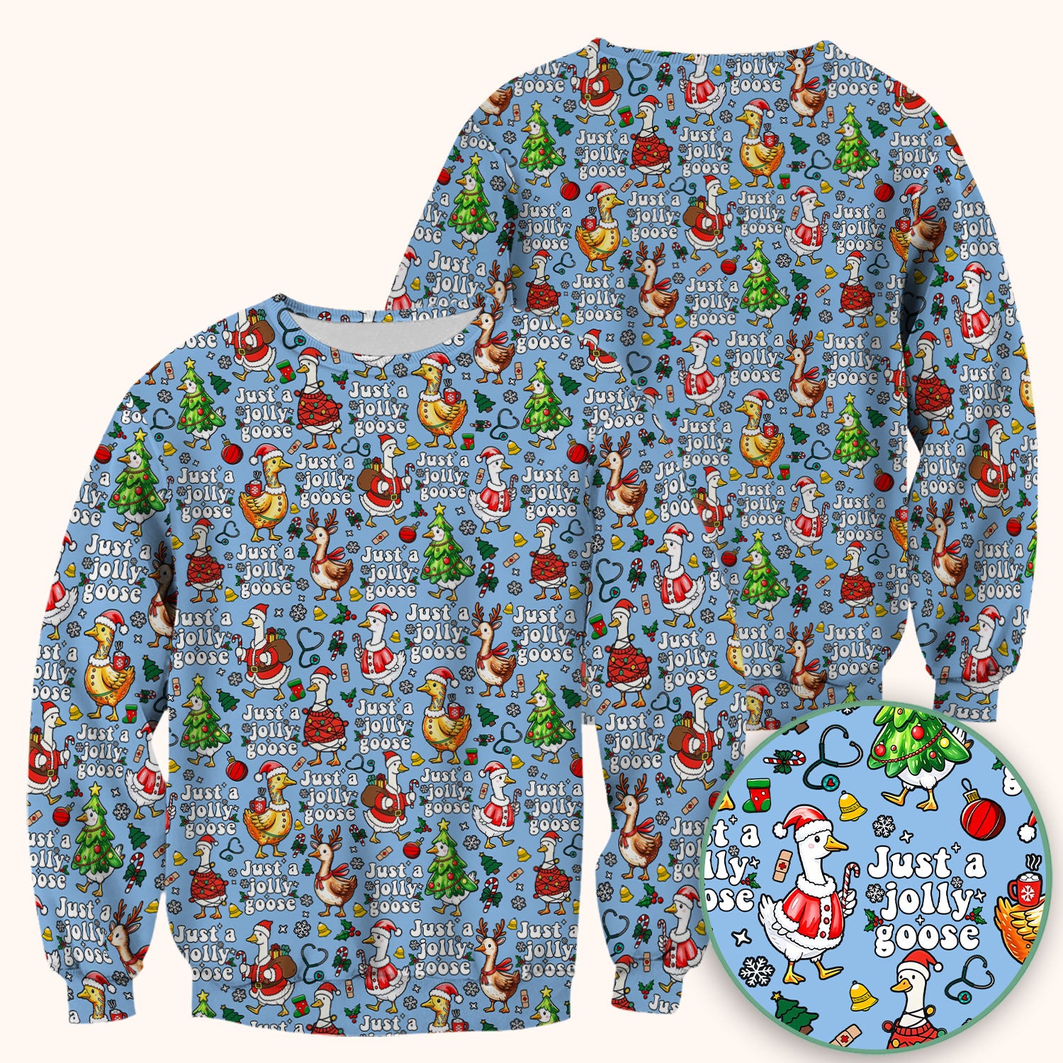 Christmas Goose Scrub Top for Nurse - Funny Jolly Holiday Medical Shirt for Women