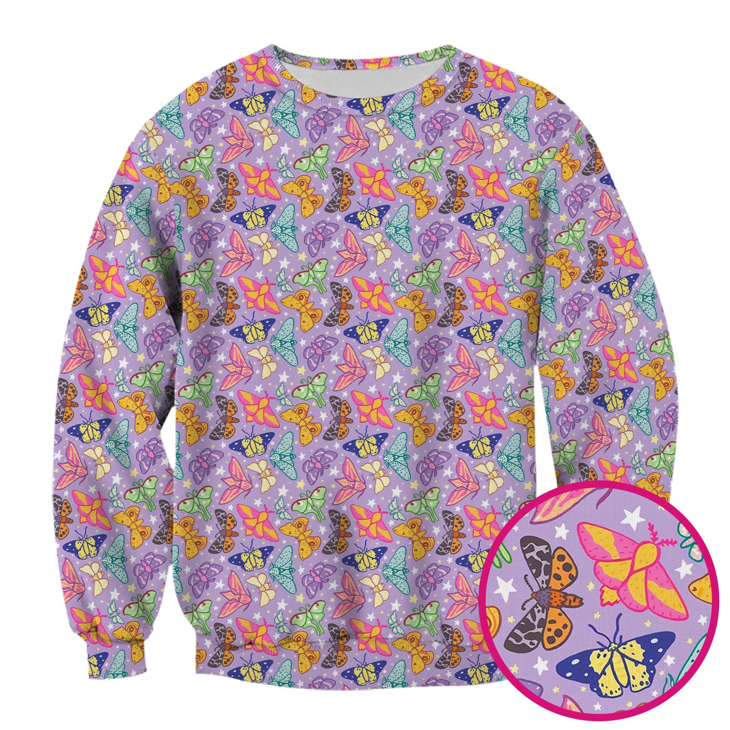 Colorful Butterfly Moth Garden Pattern Scrub Top, Comfortable Scrubs for Nurses