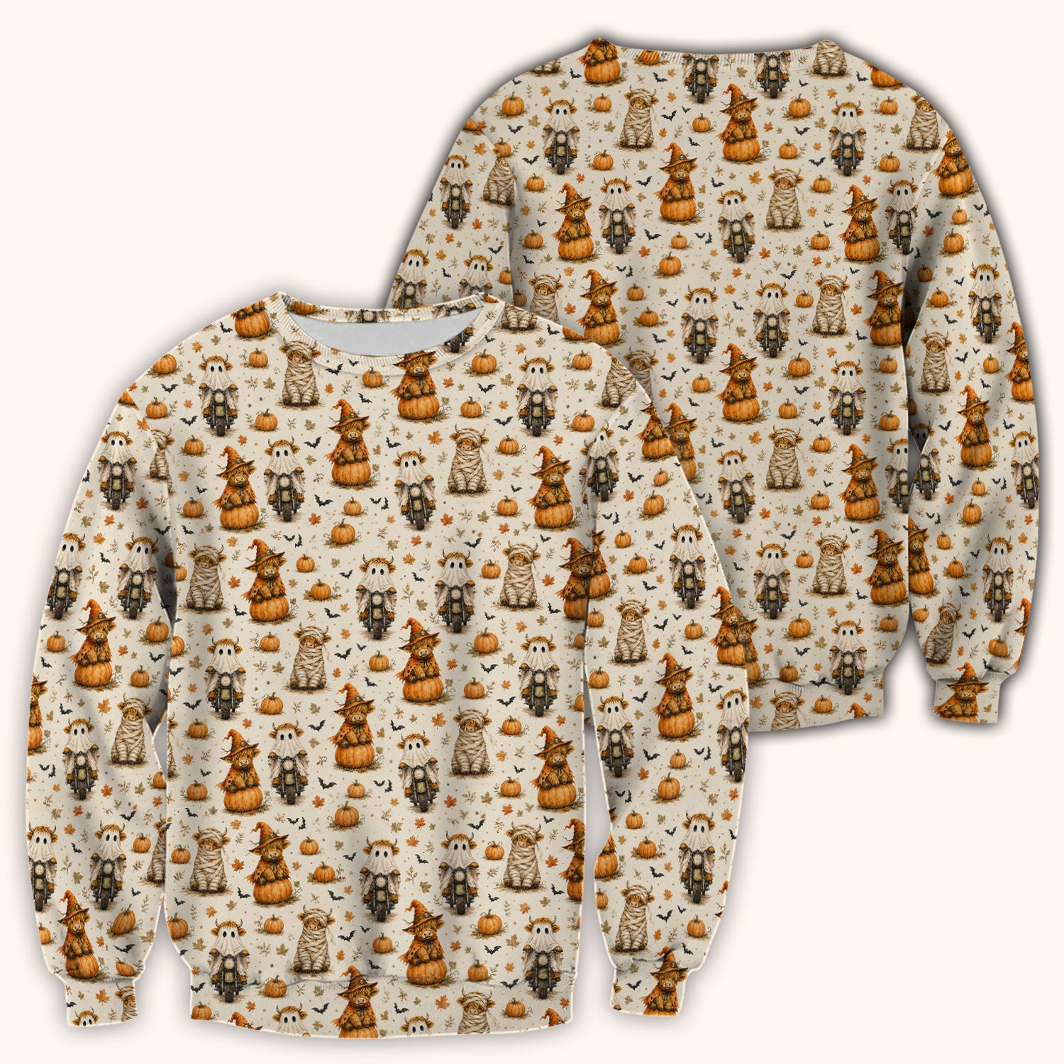 Halloween Highland Cow Costumes Scrub Top, Comfortable Scrubs for Nurses