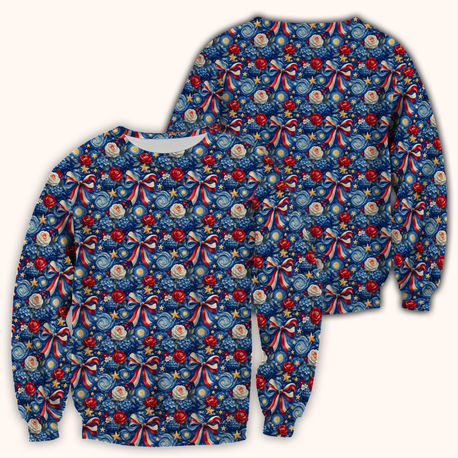 Patriotic Starry Bow Nurse for RN, CNA, Healthcare Workers Scrub Top, Comfortable Scrubs for Nurses