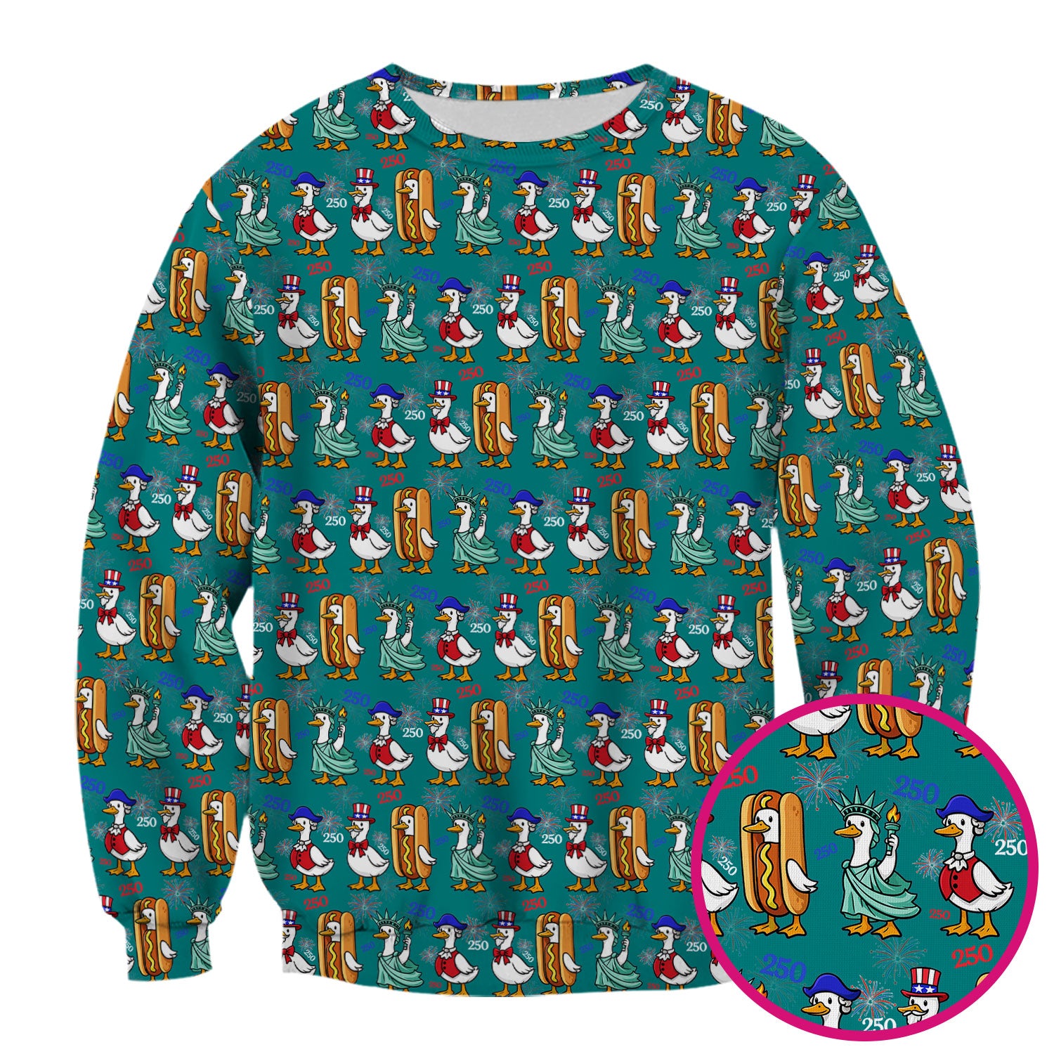 Patriotic Duck Independence Day Pattern Scrub Top, Breathable Healthcare Uniform Top