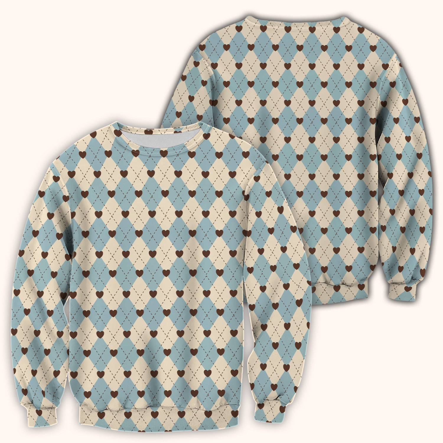 Plaid Heart Pattern Scrubs Top, Comfortable Scrubs for Nurses