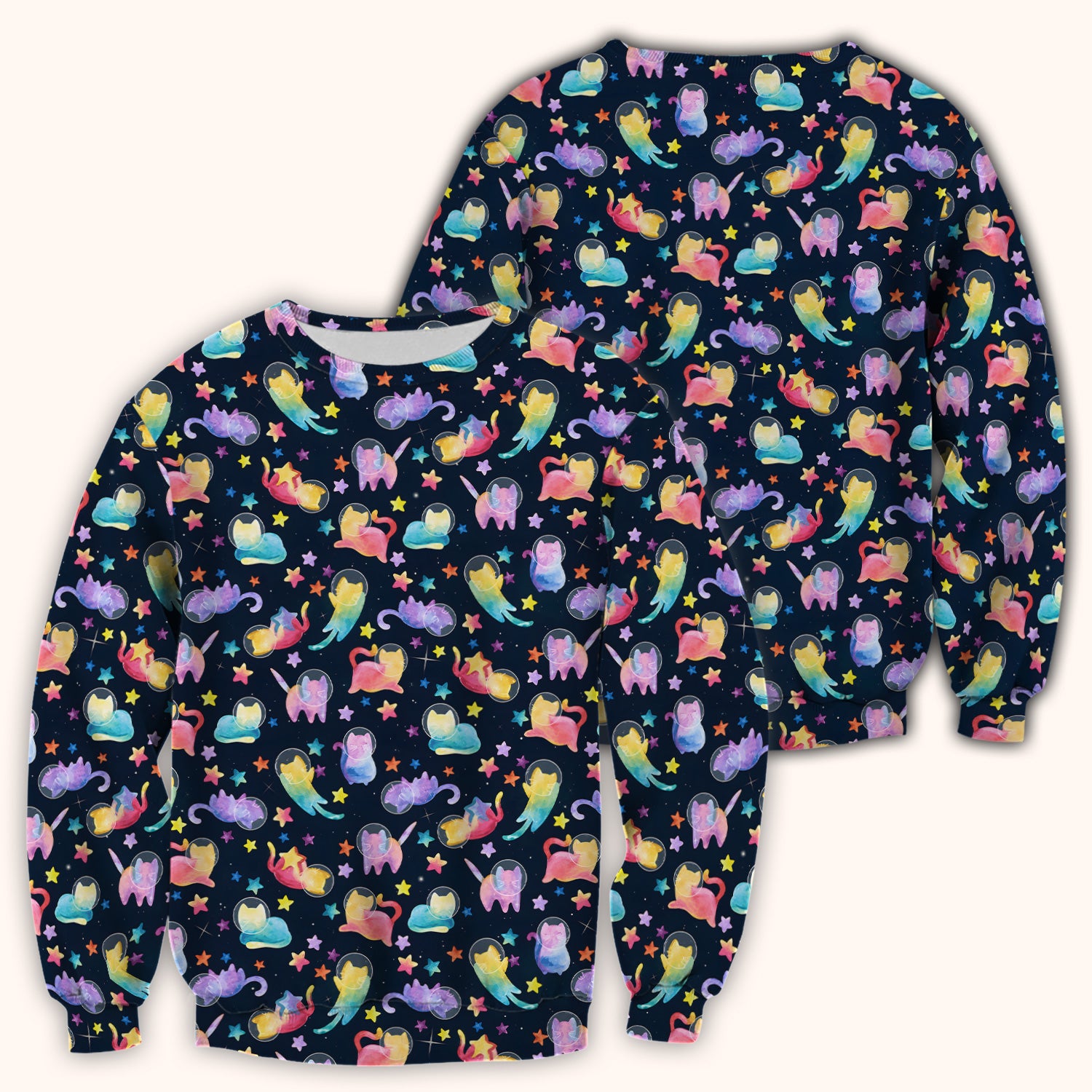 Cute Space Cat Veterinary Pattern Scrub Top for RN, CNA, Galaxy Medical Uniform