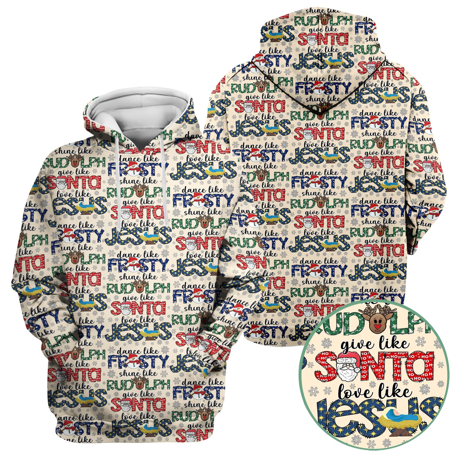 Christmas Rudolph Nurse Scrub Top for Women - Dance Like Frosty Shine Like Rudolph Give Like Santa Love Like Jesus - Holiday Med Shirt